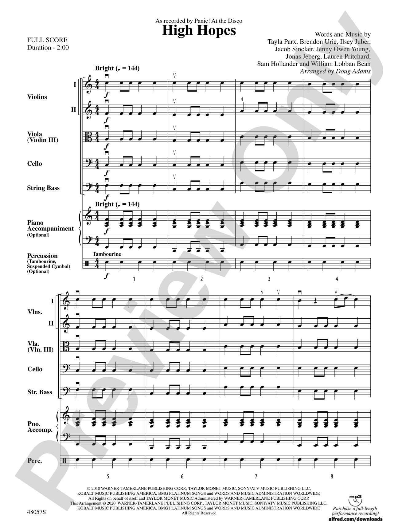 High Hopes: String Orchestra Conductor Score & Parts
