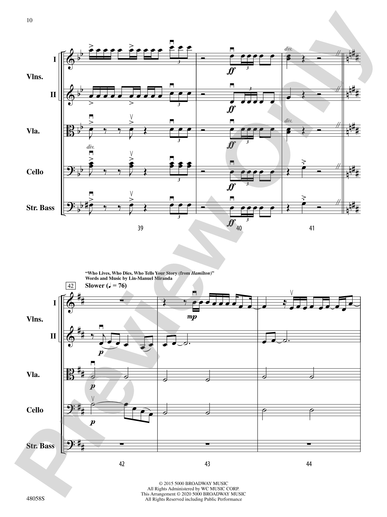 Selections from Hamilton: String Orchestra Conductor Score & Parts