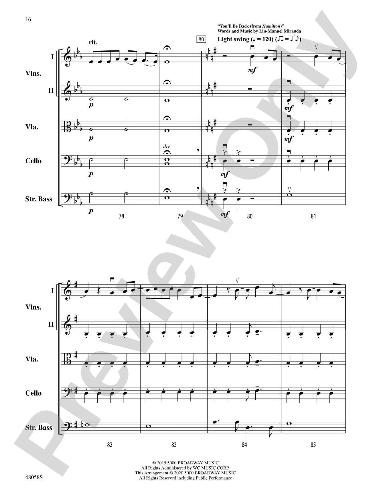 Selections from Hamilton: String Orchestra Conductor Score & Parts