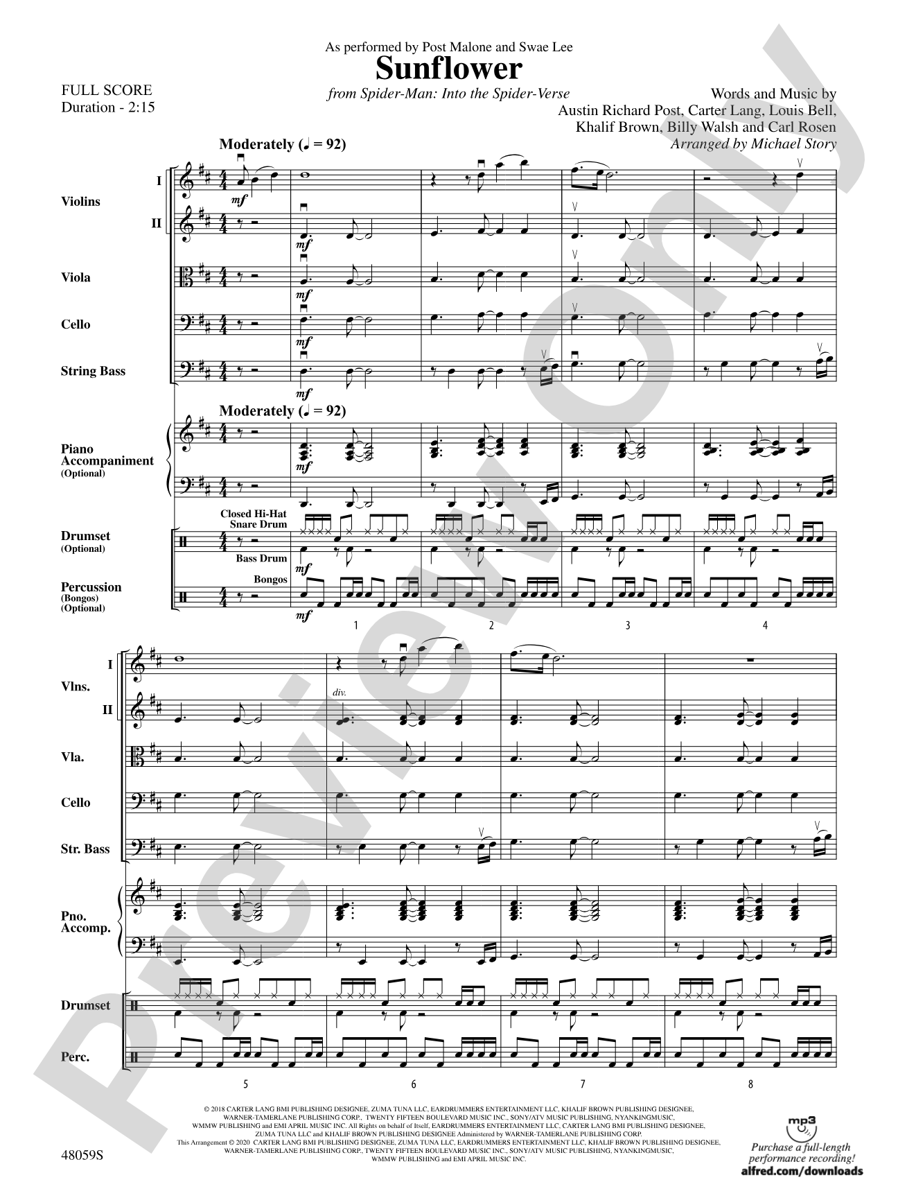 Sunflower: String Orchestra Conductor Score & Parts