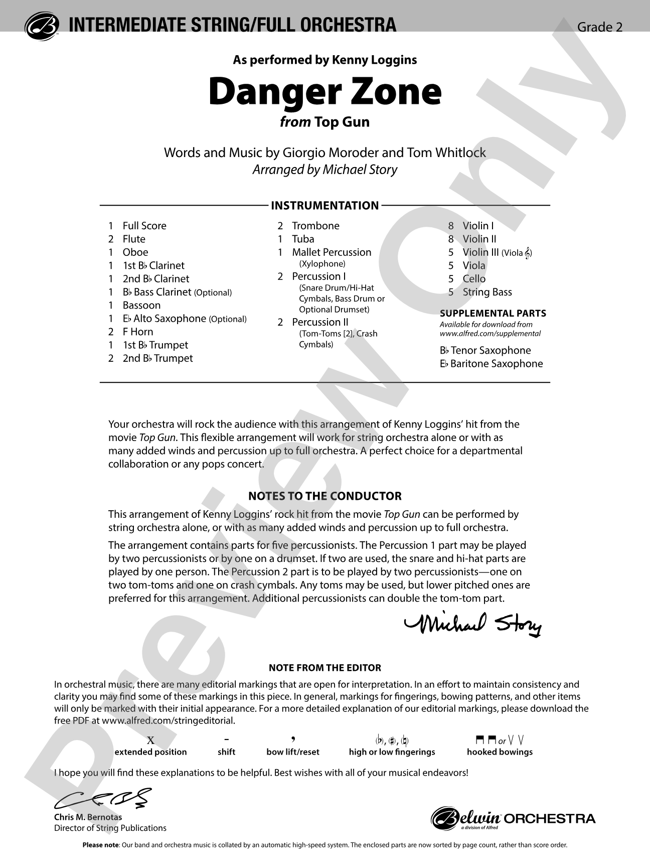 Danger Zone from <i>Top Gun</i>: Full Orchestra Conductor Score & Parts