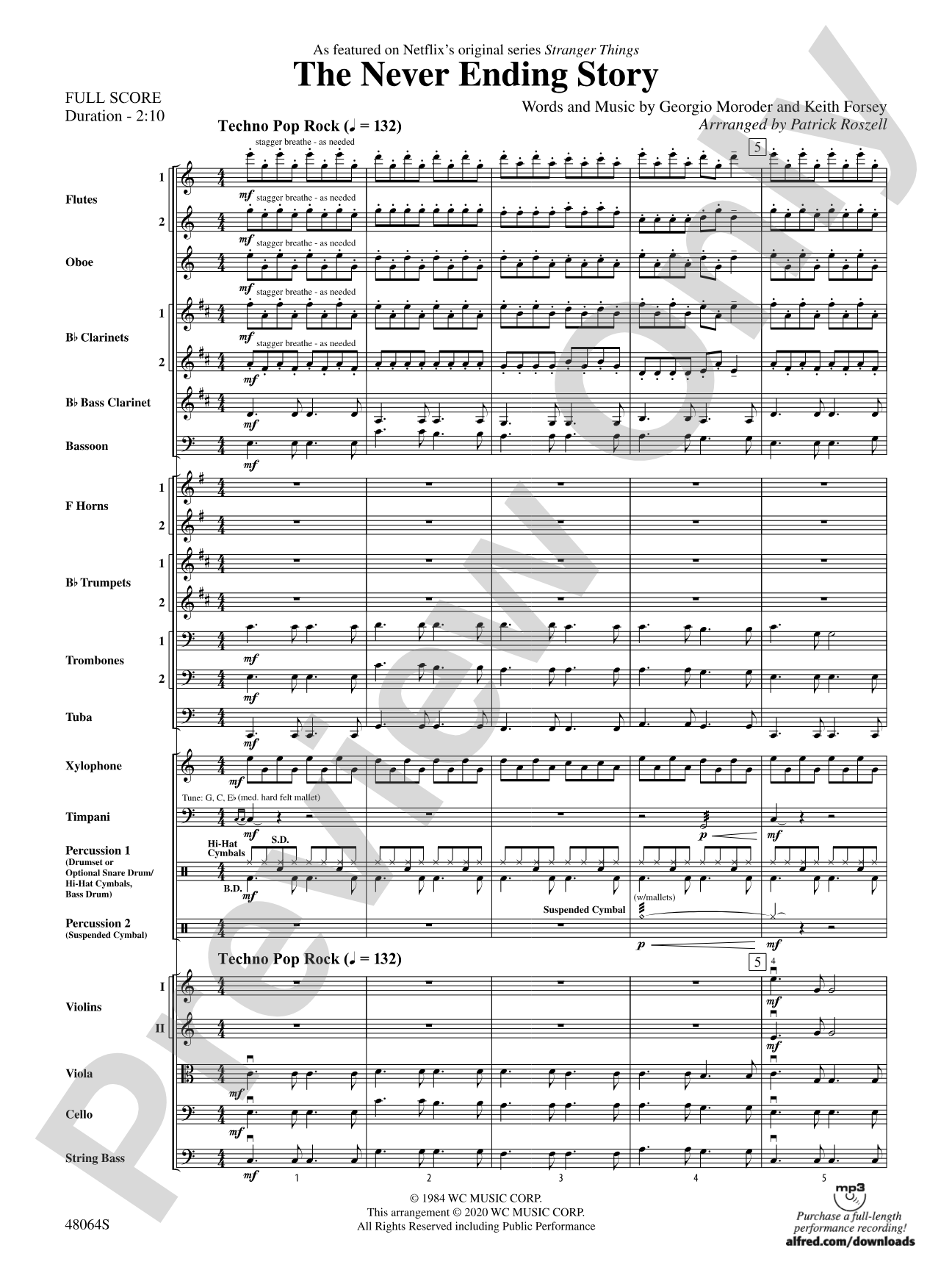 The Never Ending Story: Full Orchestra Conductor Score & Parts