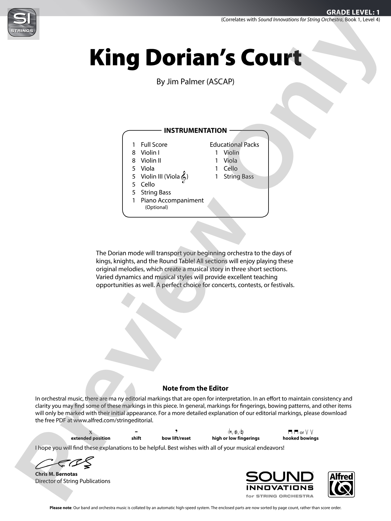 King Dorian's Court: String Orchestra Conductor Score & Parts