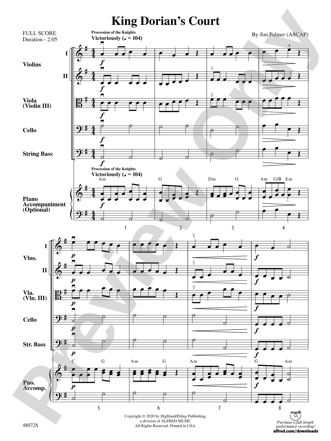King Dorian's Court: String Orchestra Conductor Score & Parts