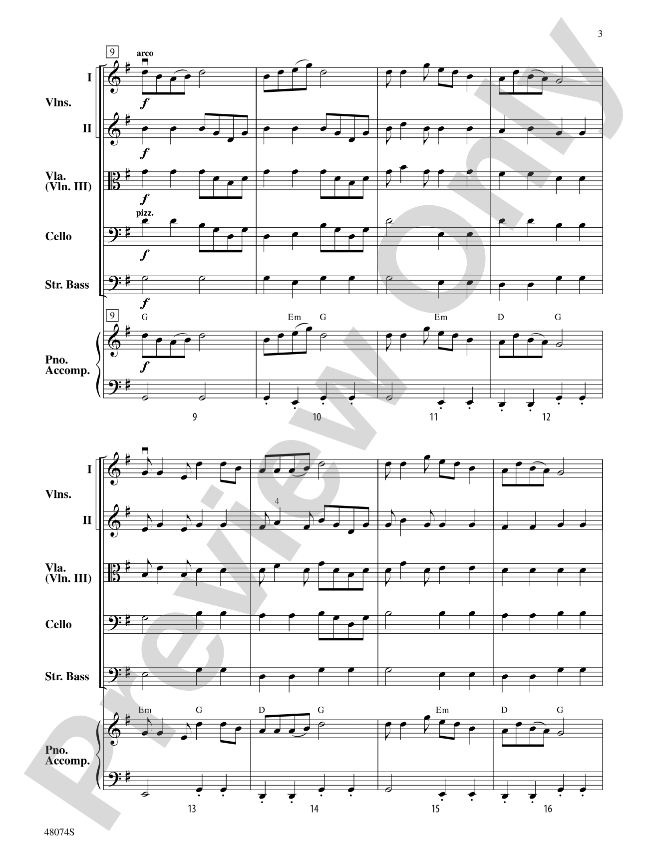 Feng Yang Song: String Orchestra Conductor Score & Parts