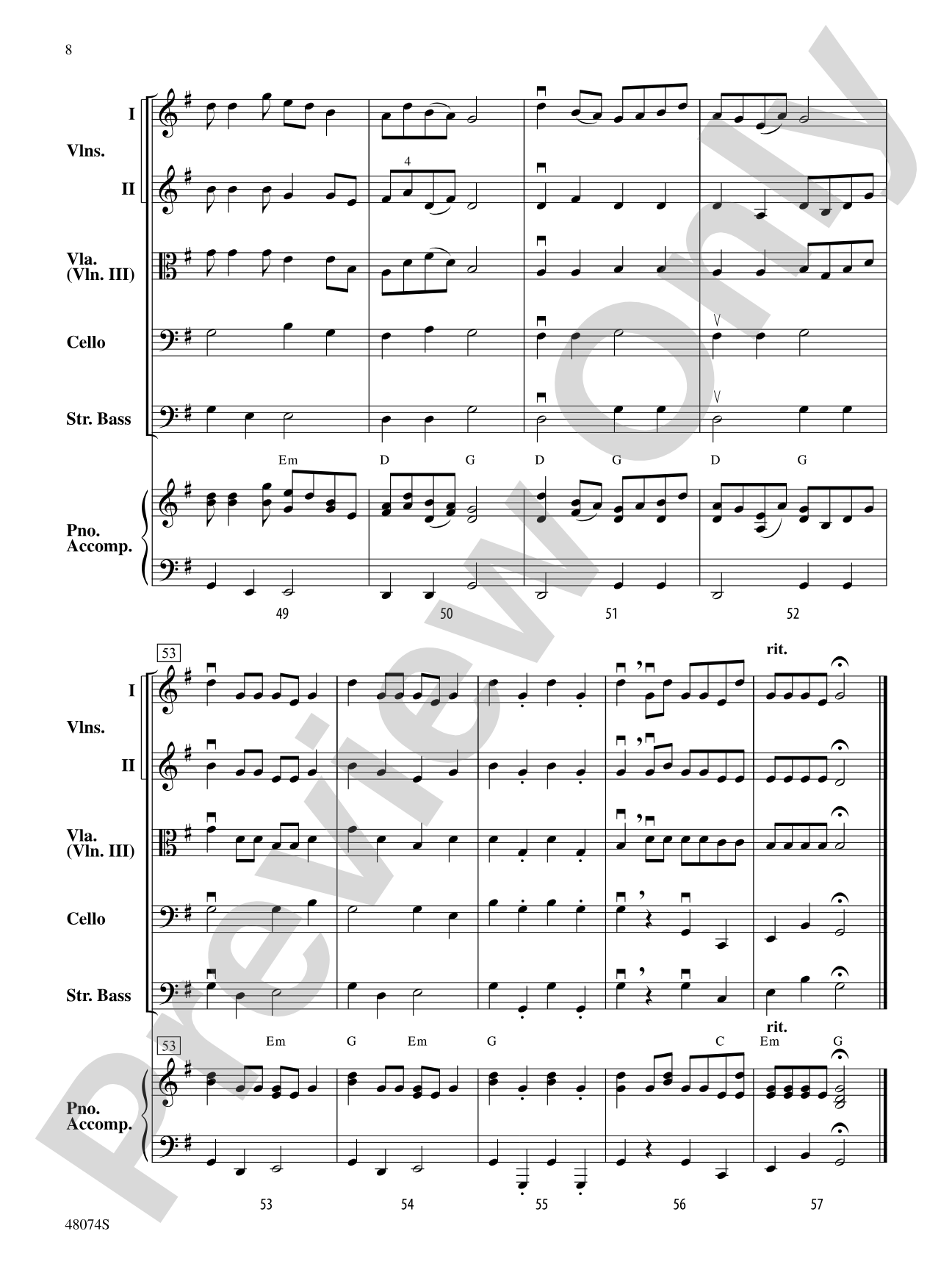 Feng Yang Song: String Orchestra Conductor Score & Parts