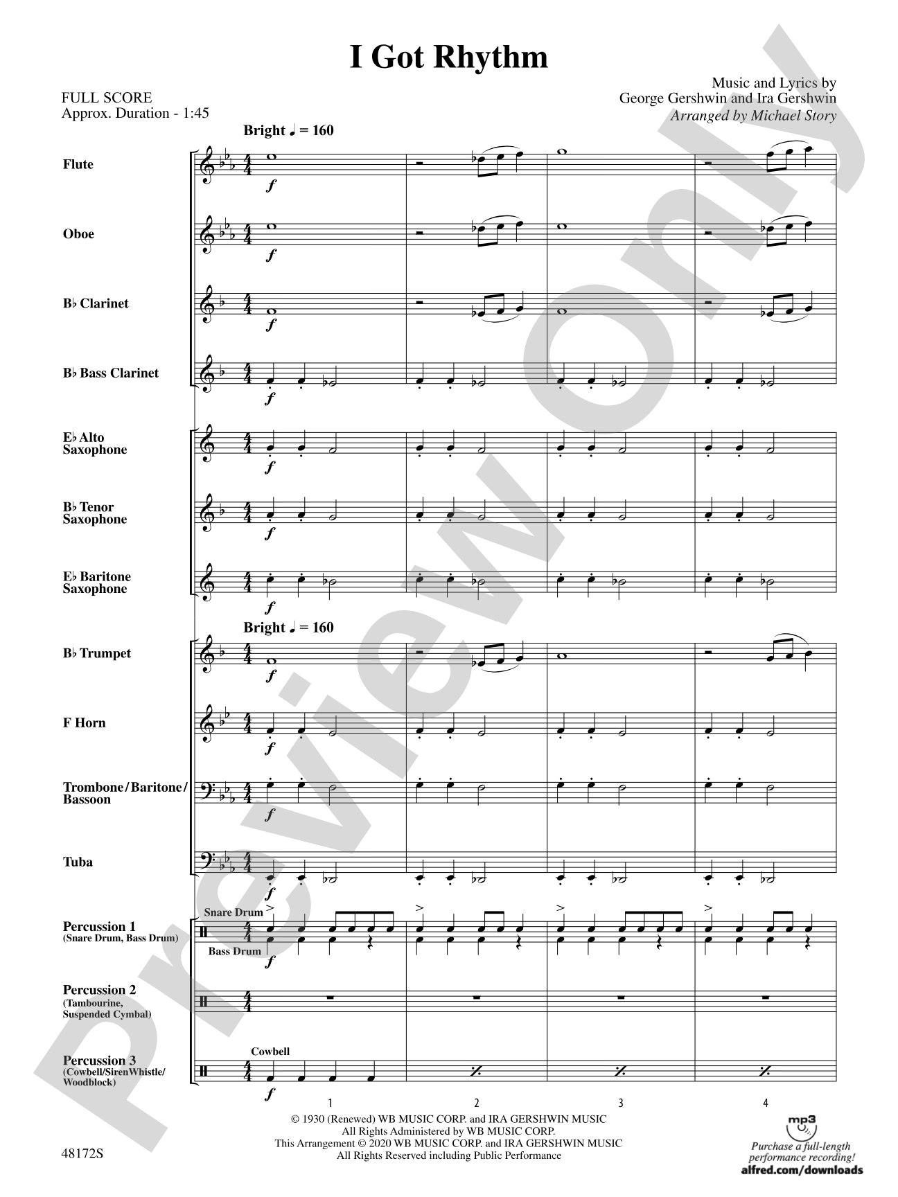 I Got Rhythm: Concert Band Conductor Score & Parts