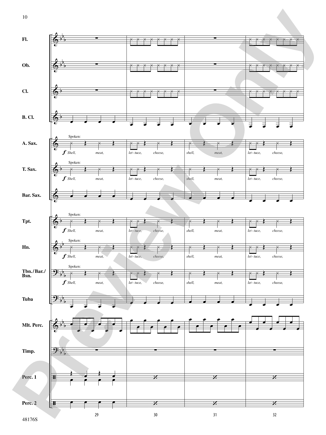 It's Raining Tacos: Concert Band Conductor Score & Parts