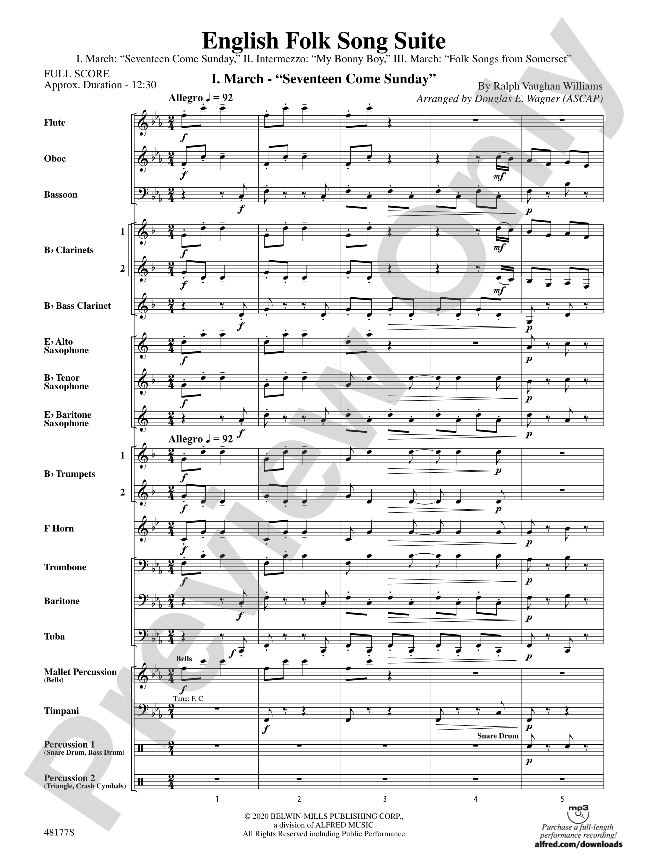 English Folk Song Suite: Concert Band Conductor Score & Parts