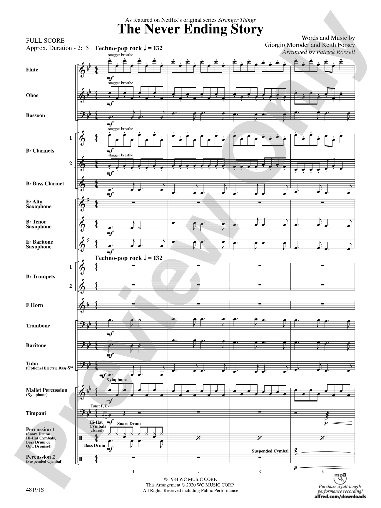 The Never Ending Story: Concert Band Conductor Score & Parts