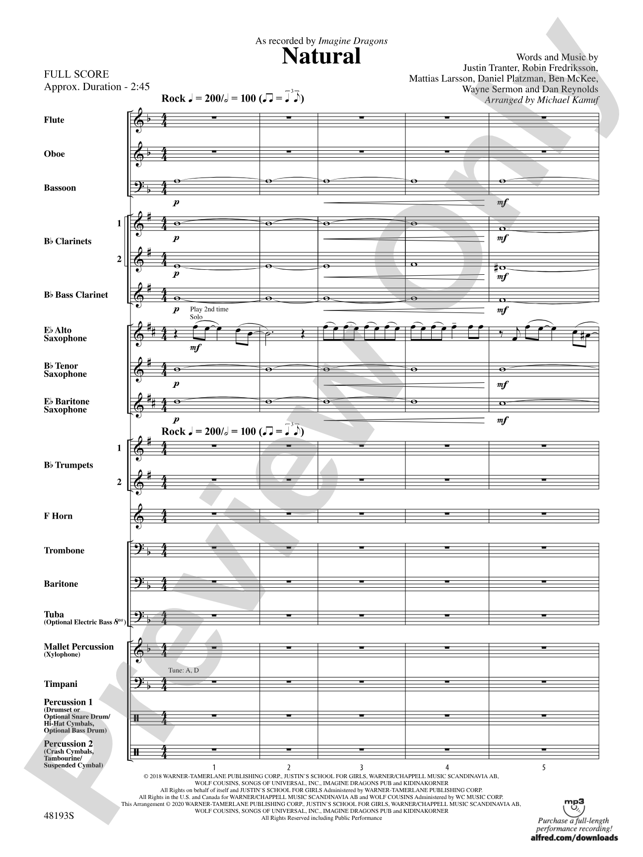 Natural: Concert Band Conductor Score & Parts