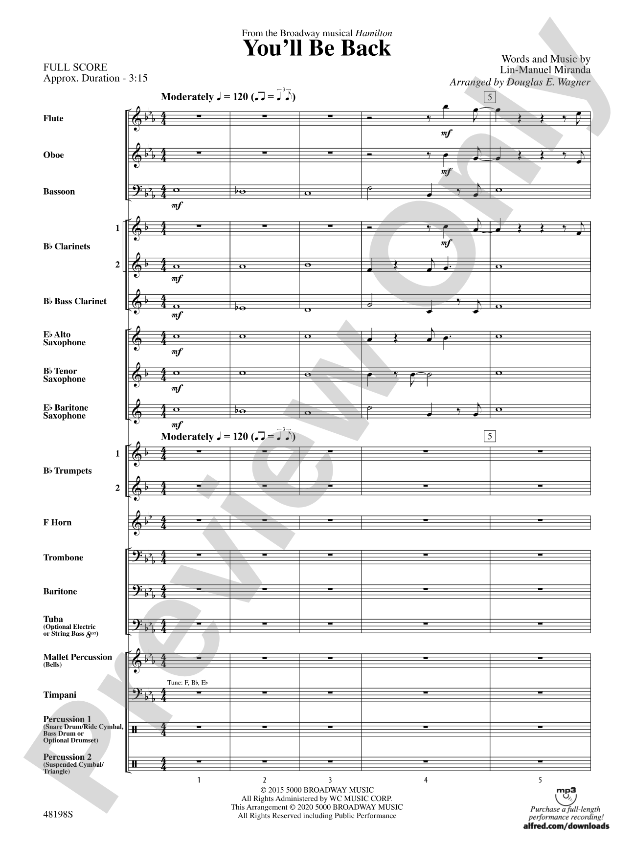 You'll Be Back: Concert Band Conductor Score & Parts
