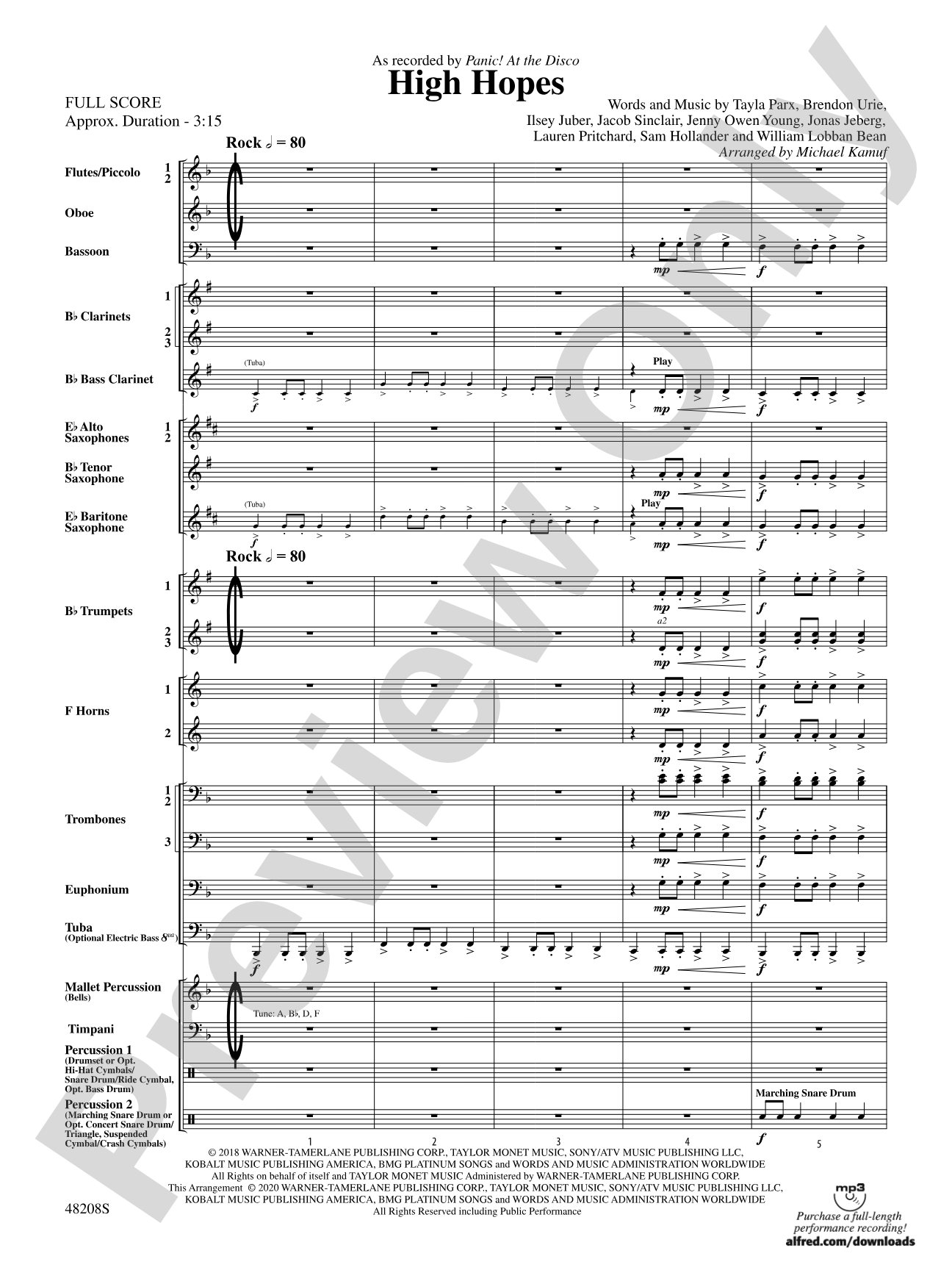 High Hopes: Concert Band Conductor Score & Parts