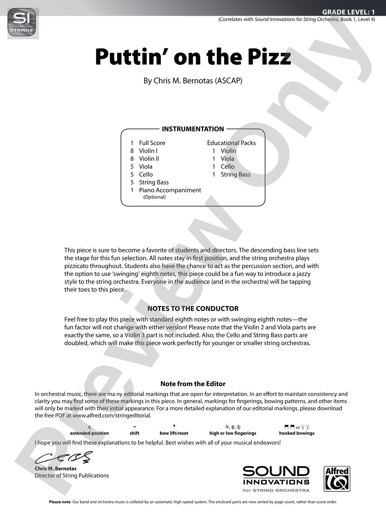 Puttin' on the Pizz: Flexible String Ensemble Score & Parts