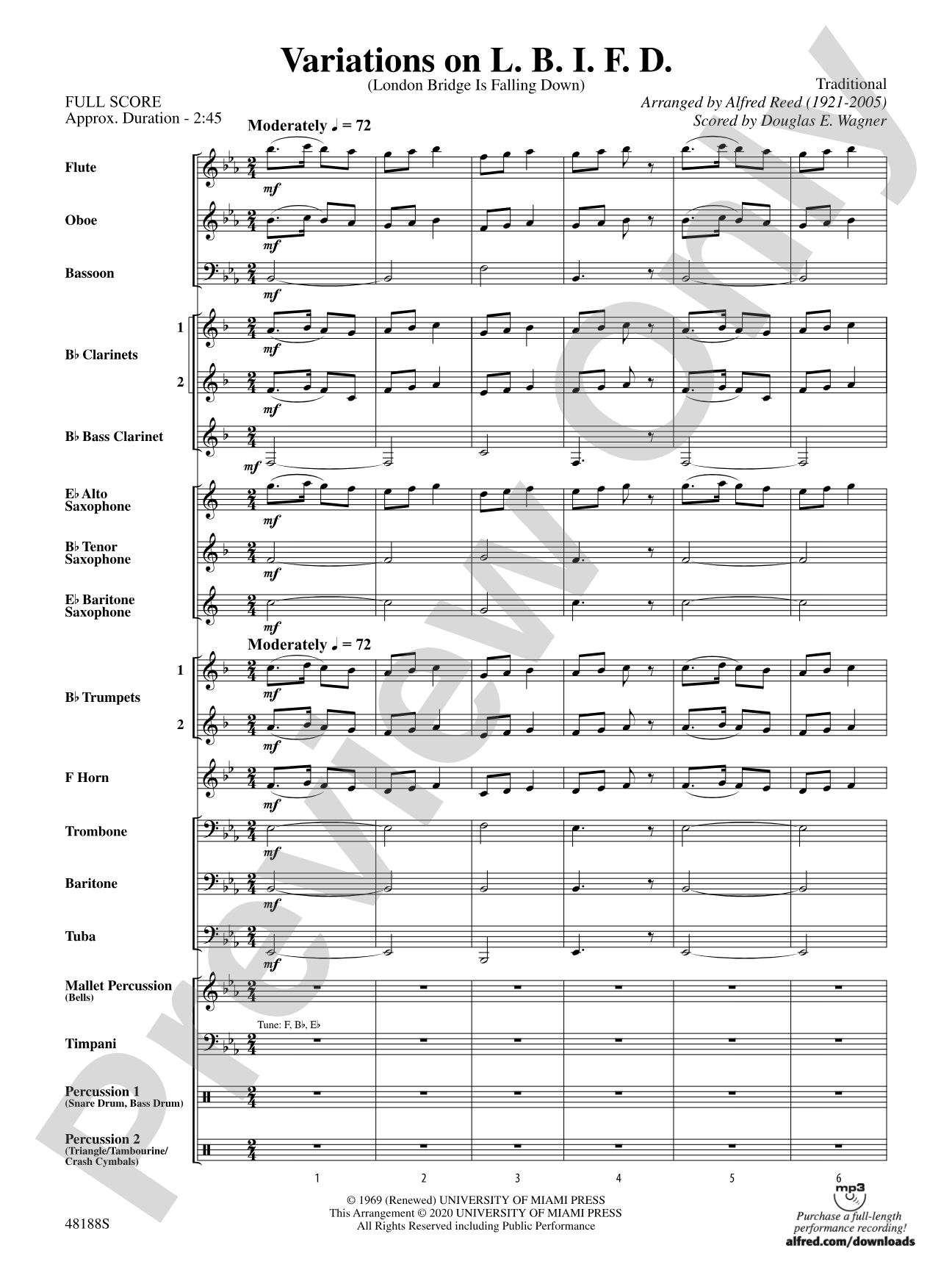 Variations on L. B. I. F. D.: Concert Band Conductor Score & Parts