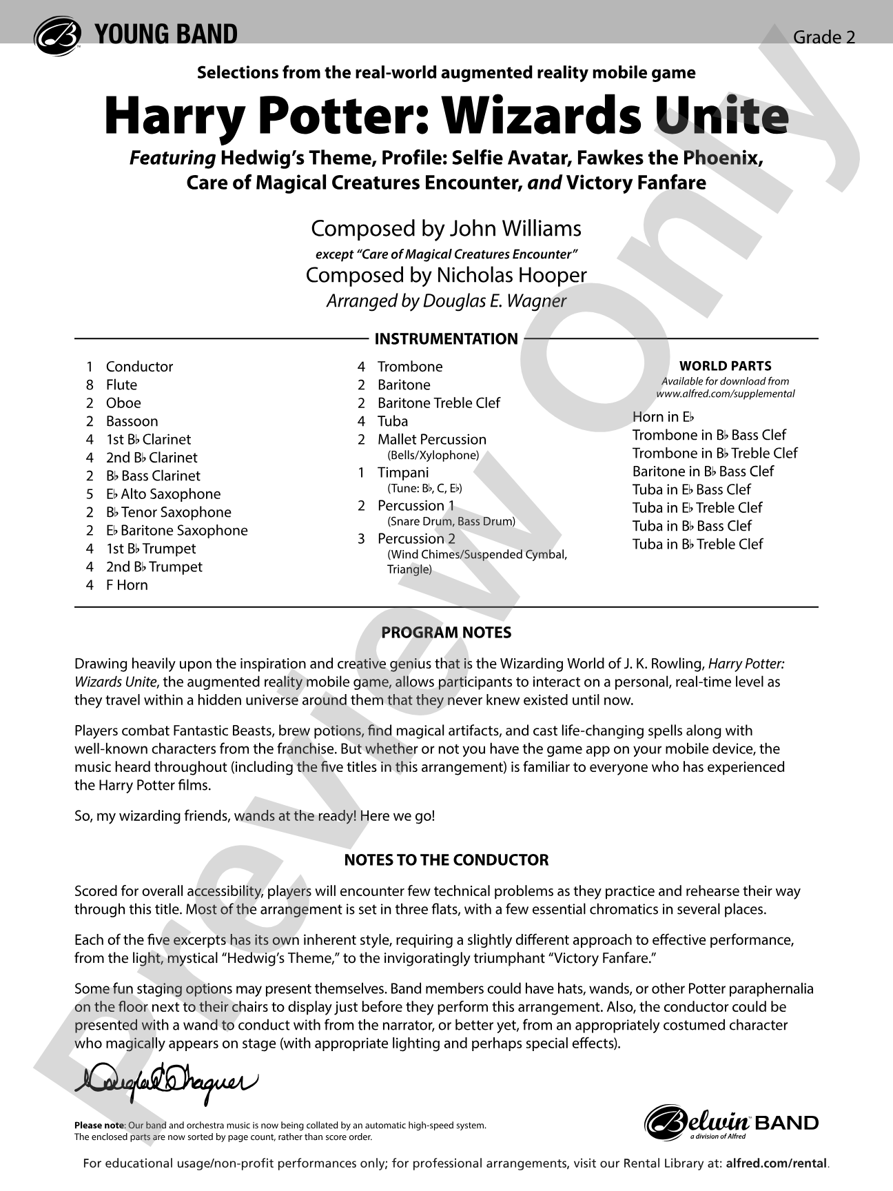 Harry Potter: Wizards Unite: Concert Band Conductor Score & Parts