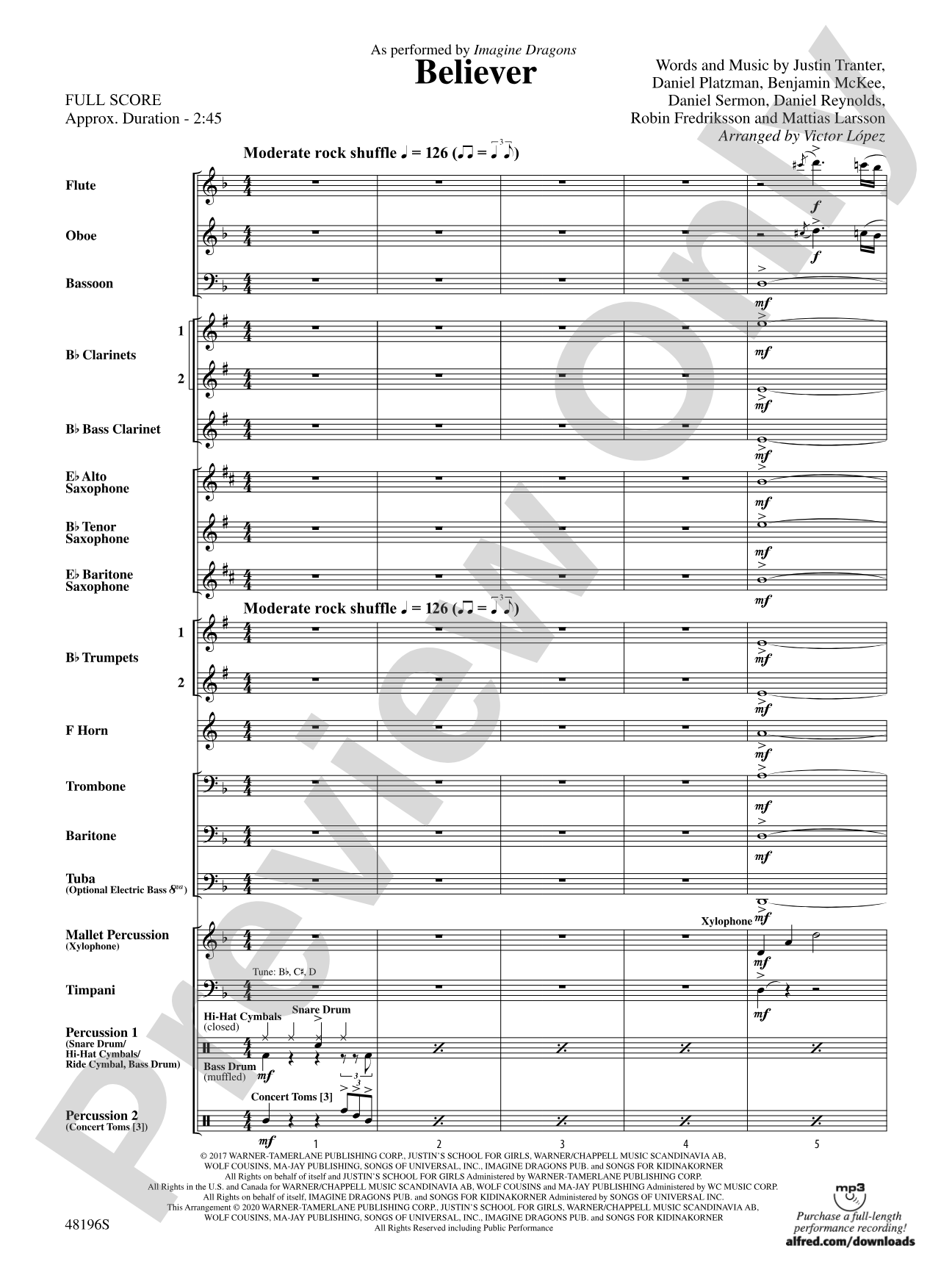 Believer: Concert Band Conductor Score & Parts