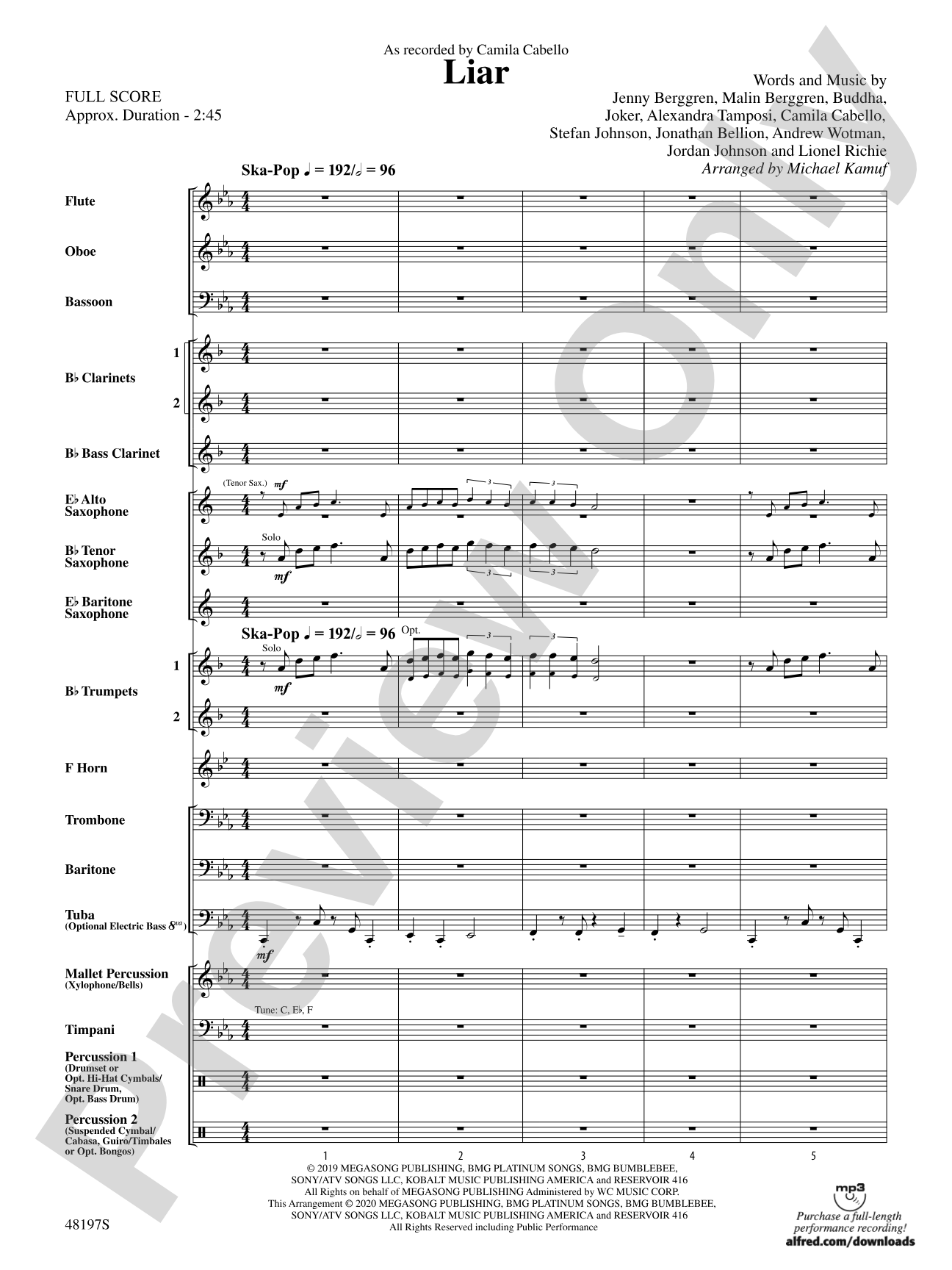 Liar: Concert Band Conductor Score & Parts