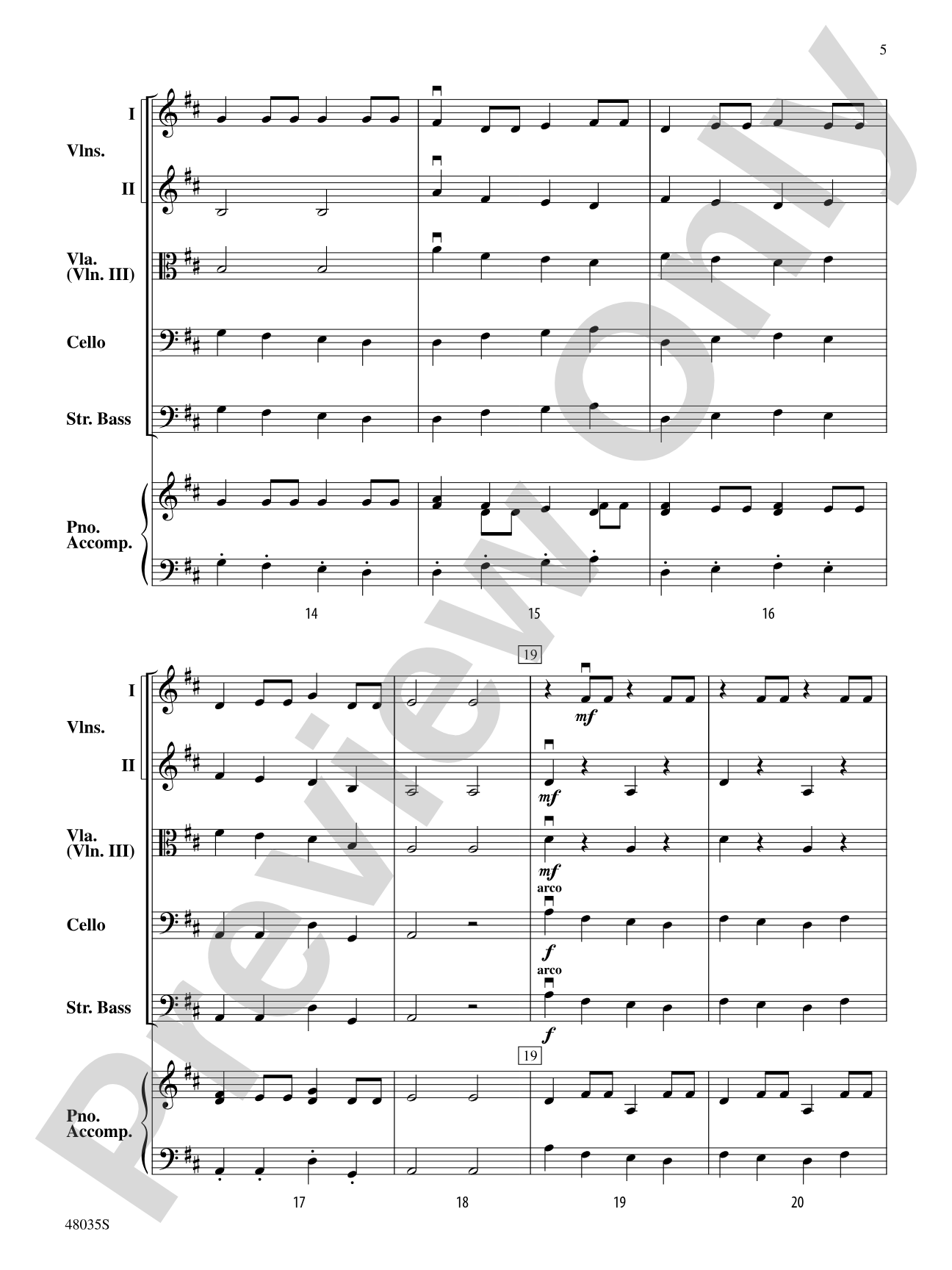 Angeline the Baker: String Orchestra Conductor Score & Parts