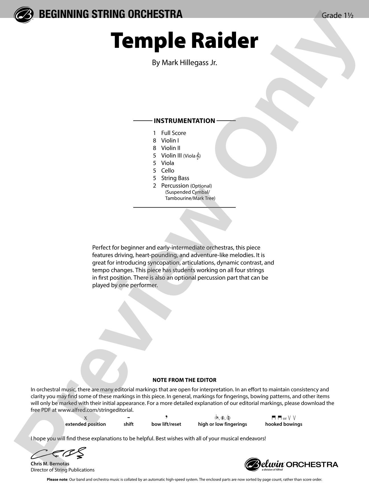 Temple Raider: String Orchestra Conductor Score & Parts