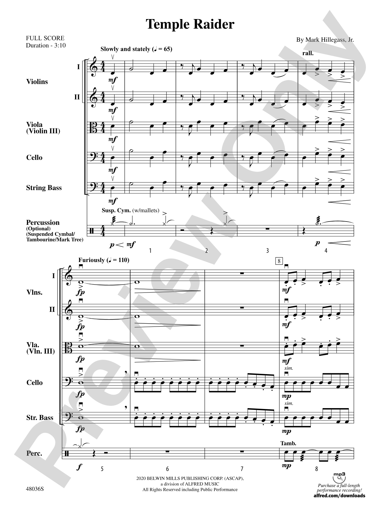 Temple Raider: String Orchestra Conductor Score & Parts