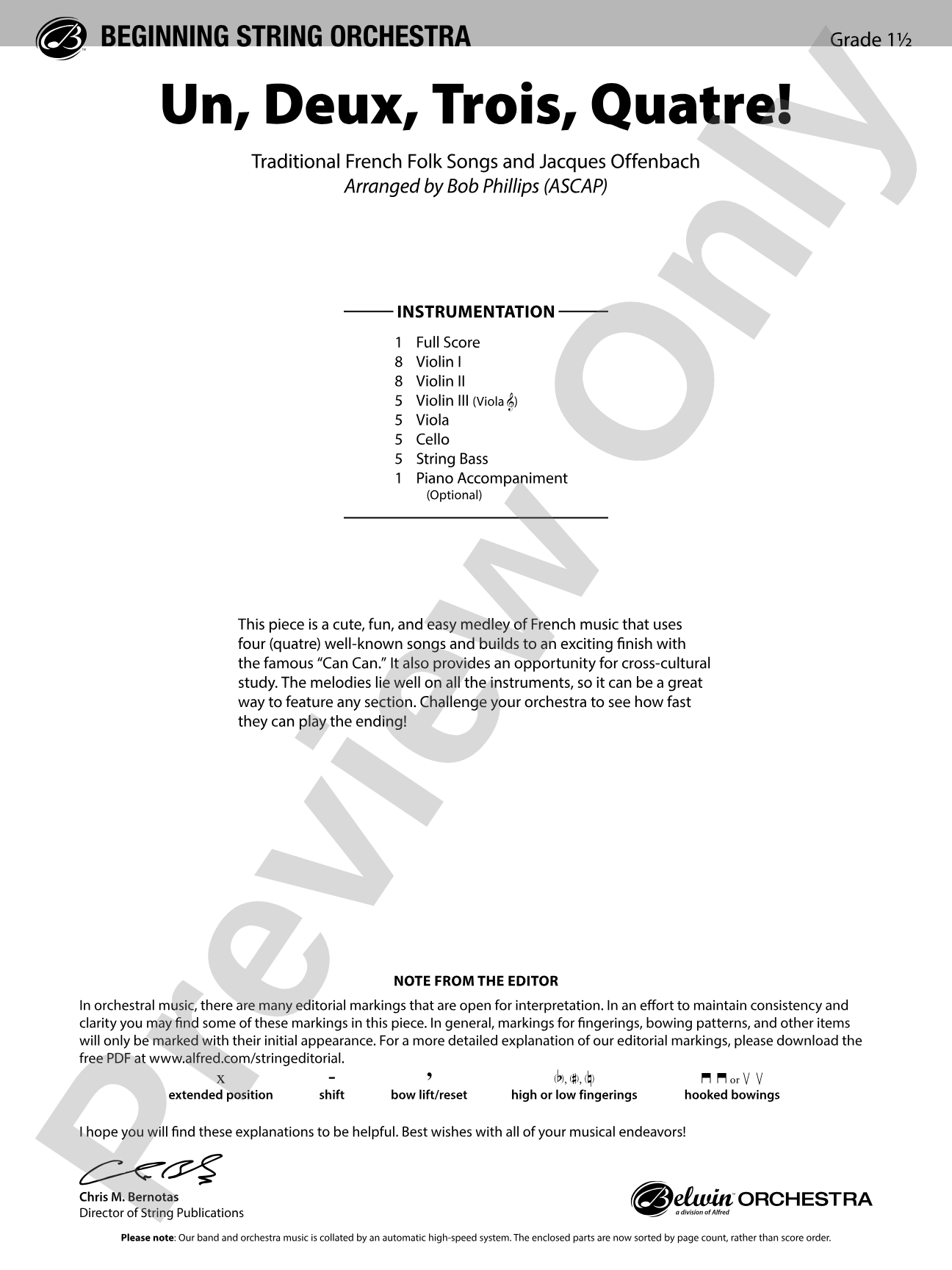 Un, Deux, Trois, Quatre!: String Orchestra Conductor Score & Parts