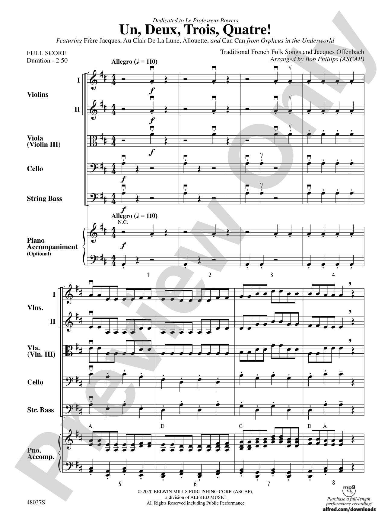 Un, Deux, Trois, Quatre!: String Orchestra Conductor Score & Parts