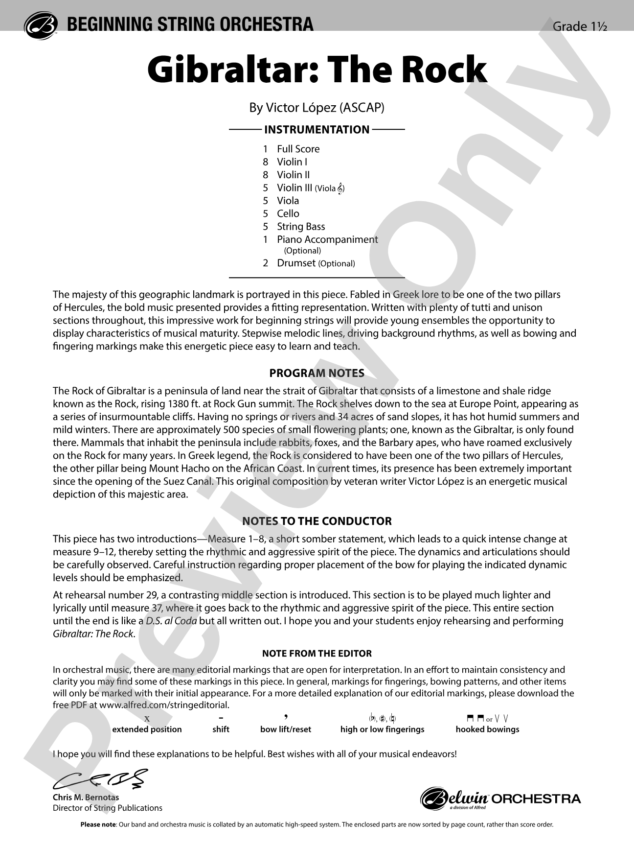 Gibralter: The Rock: String Orchestra Conductor Score & Parts