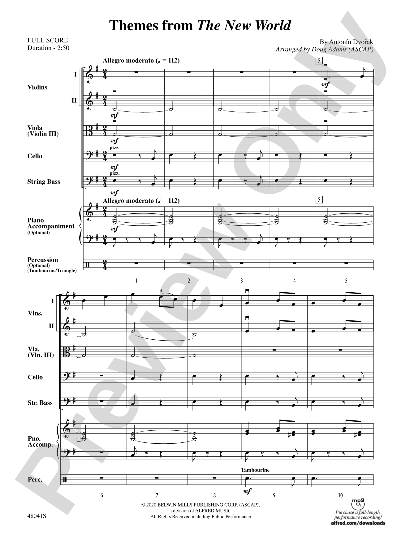 Themes from The New World: String Orchestra Conductor Score & Parts