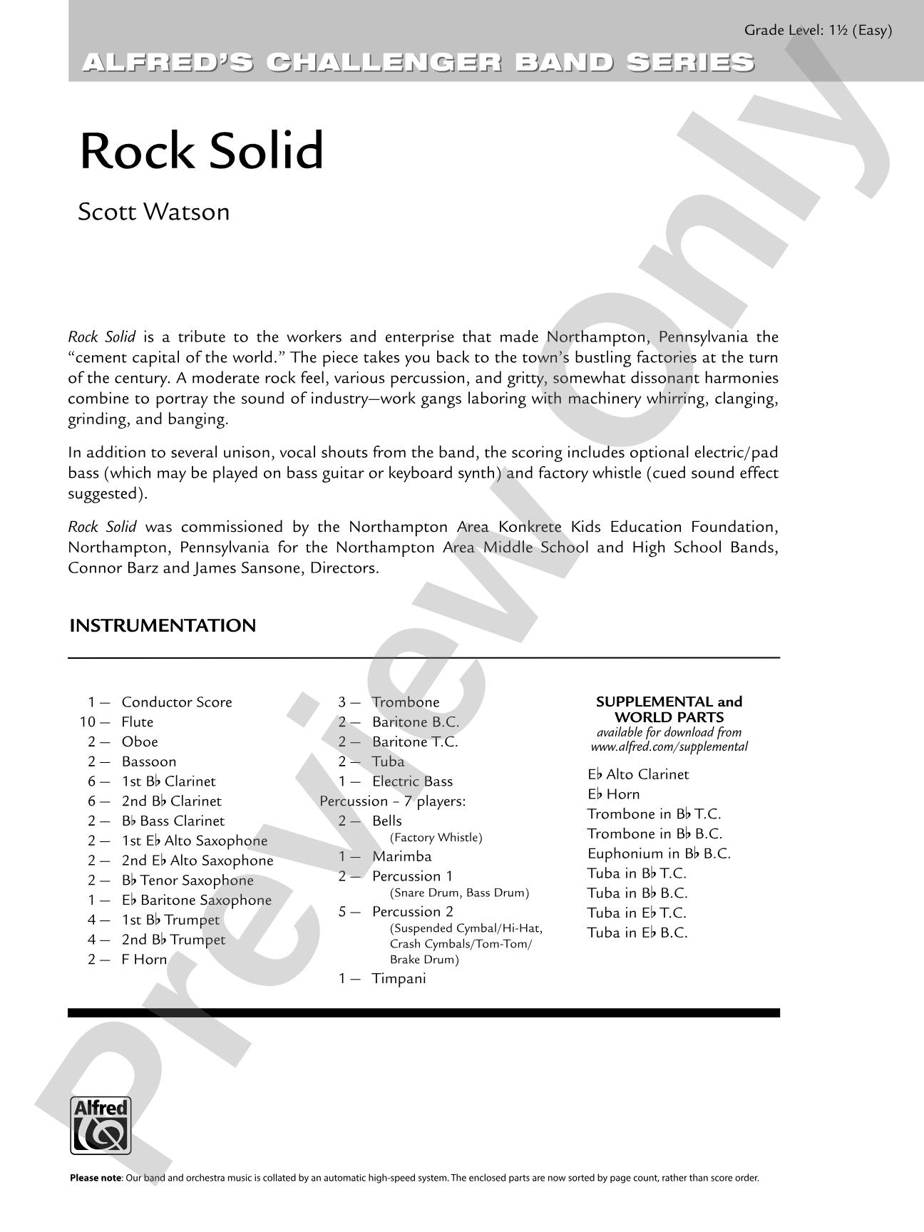 Rock Solid: Concert Band Conductor Score & Parts