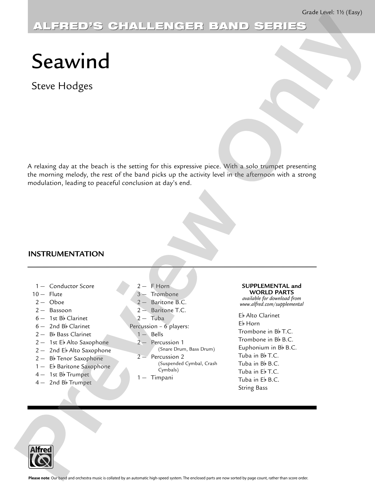 Seawind: Concert Band Conductor Score & Parts