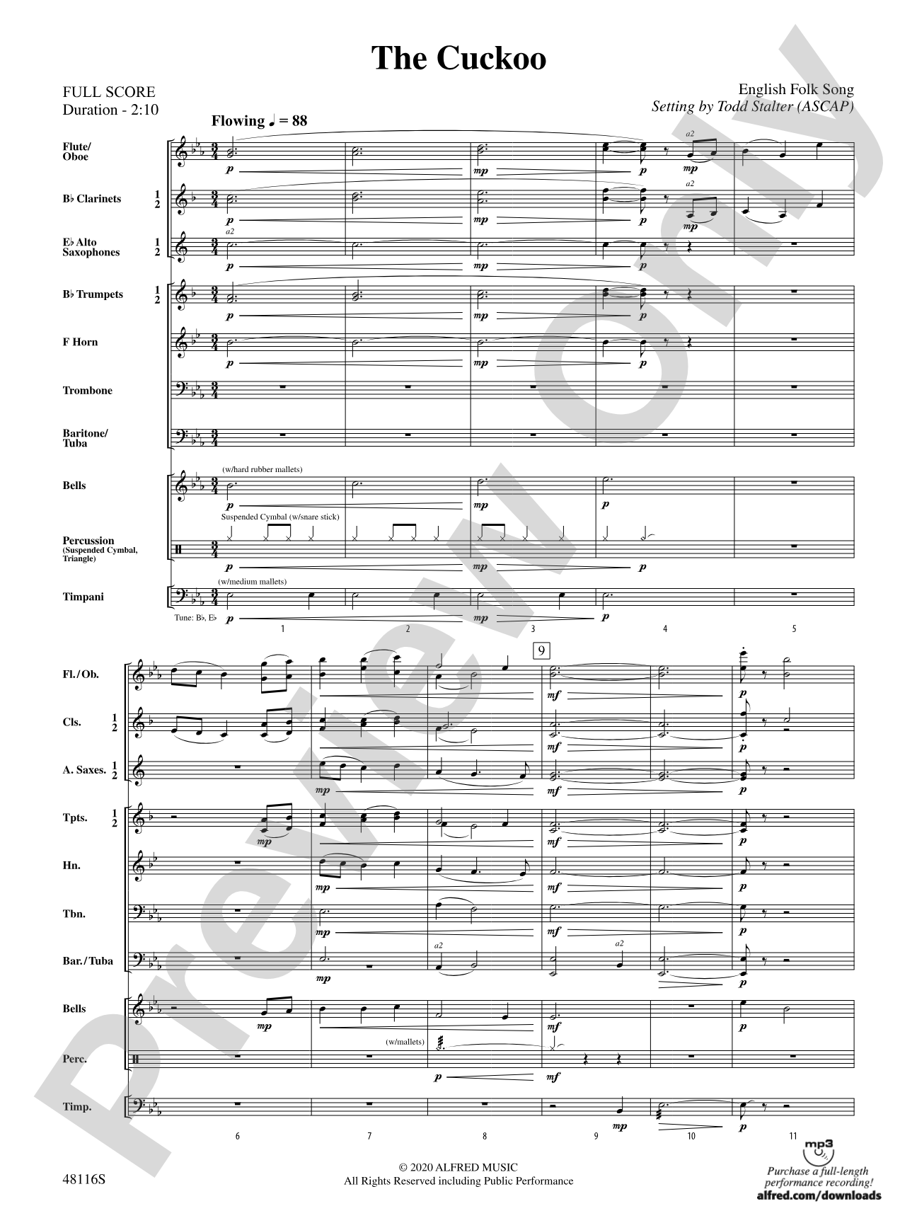 The Cuckoo: Concert Band Conductor Score & Parts