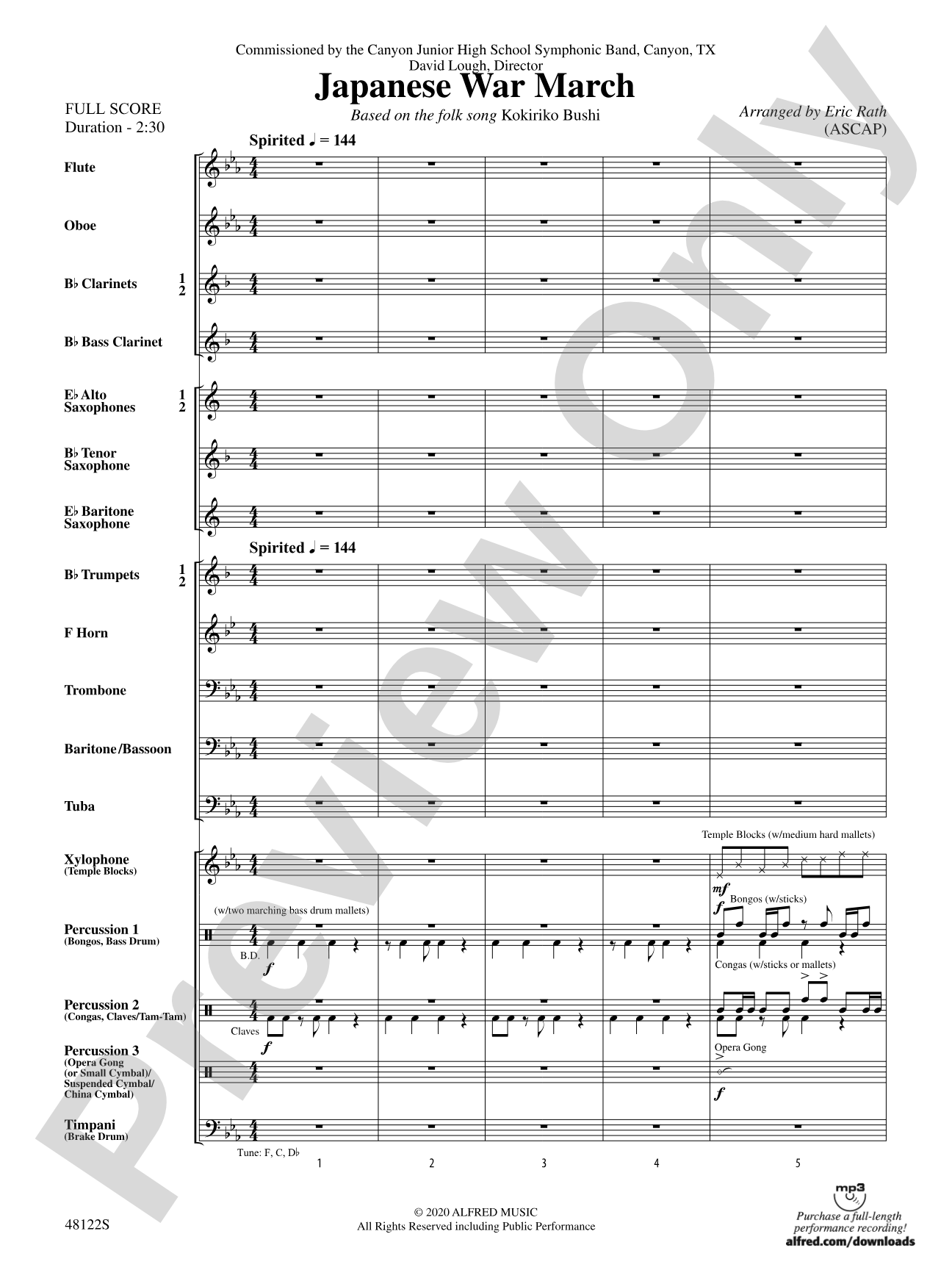 Japanese War March: Concert Band Conductor Score & Parts