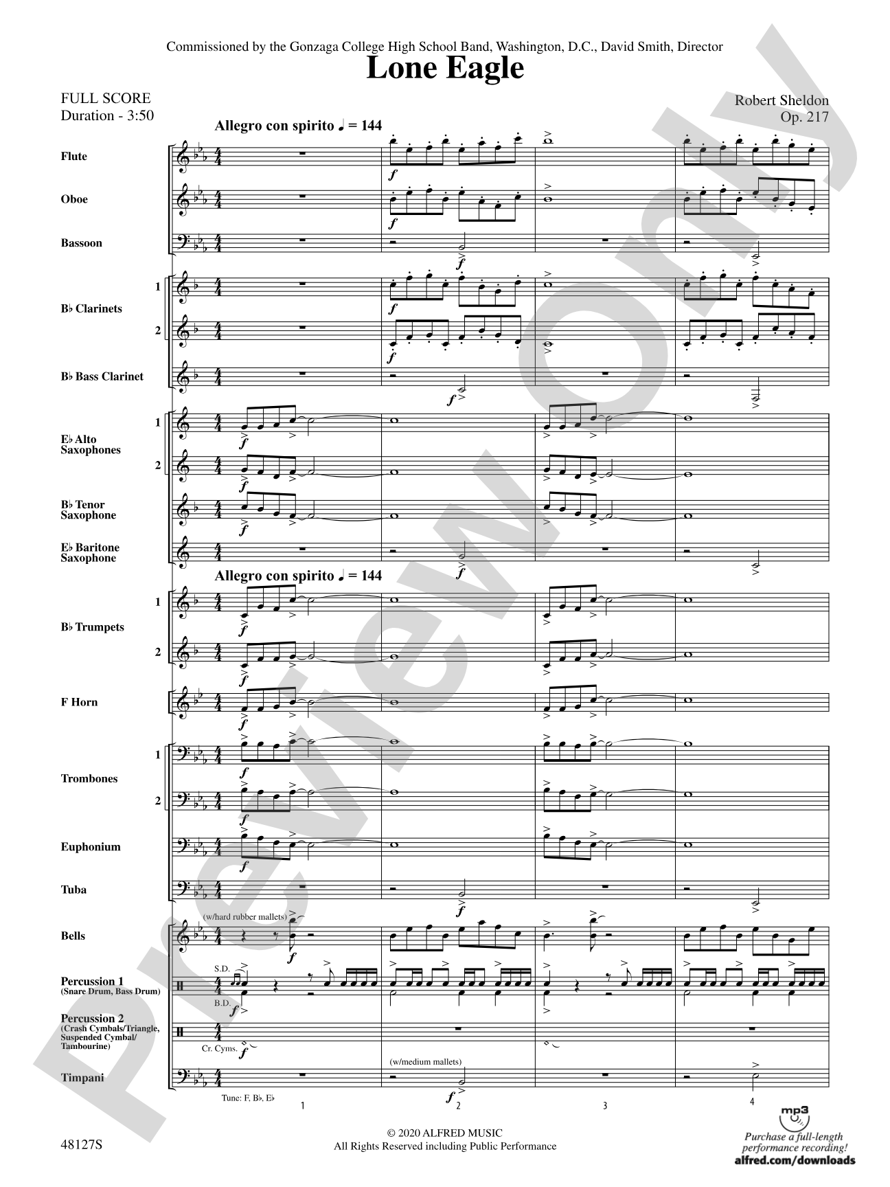 Lone Eagle: Concert Band Conductor Score & Parts