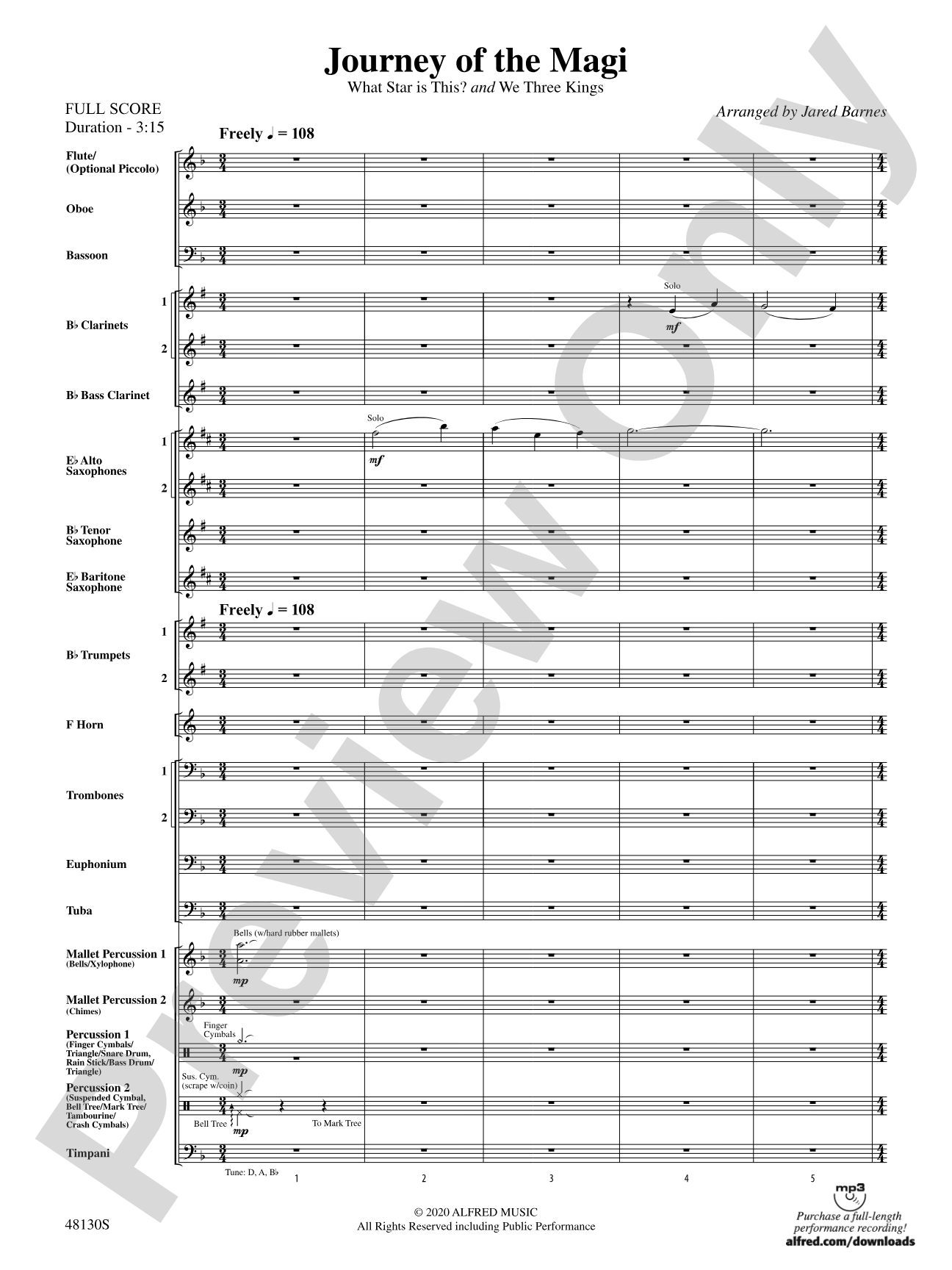 Journey of the Magi: Concert Band Conductor Score & Parts