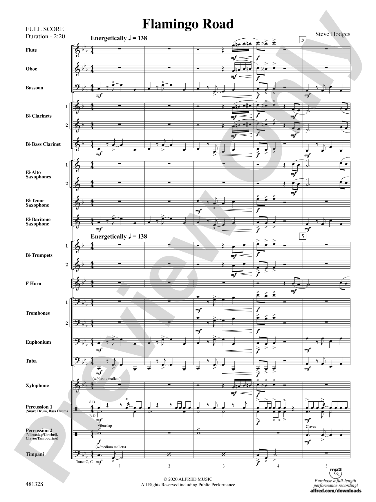 Flamingo Road: Concert Band Conductor Score & Parts