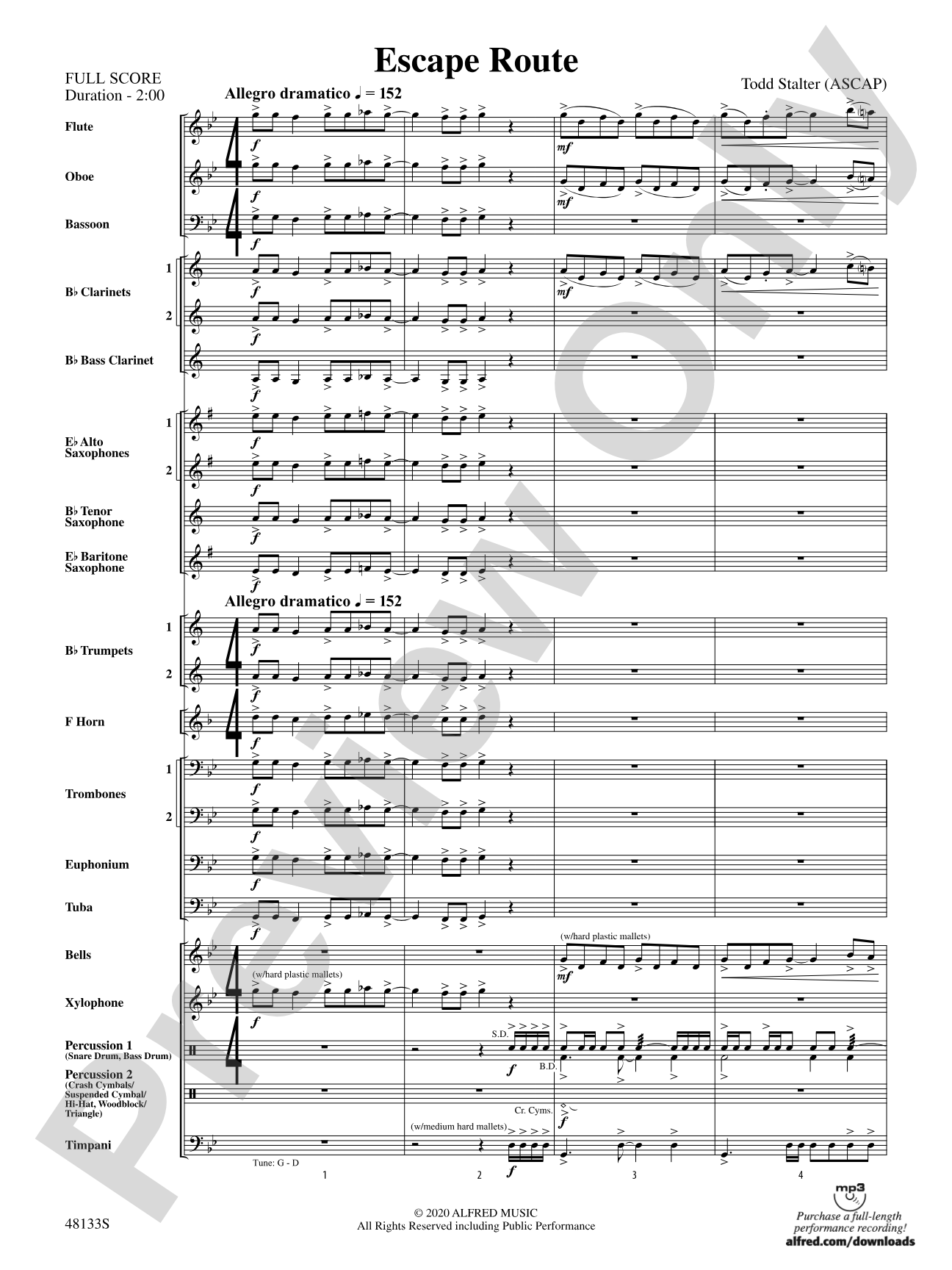Escape Route: Concert Band Conductor Score & Parts
