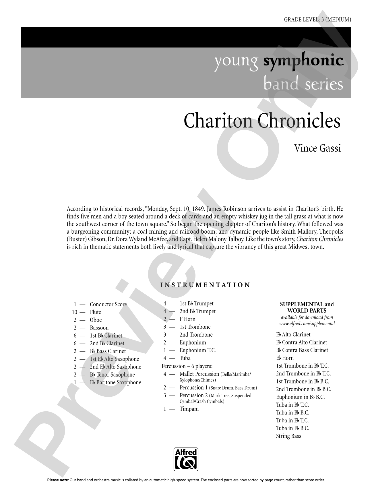 Chariton Chronicles: Concert Band Conductor Score & Parts