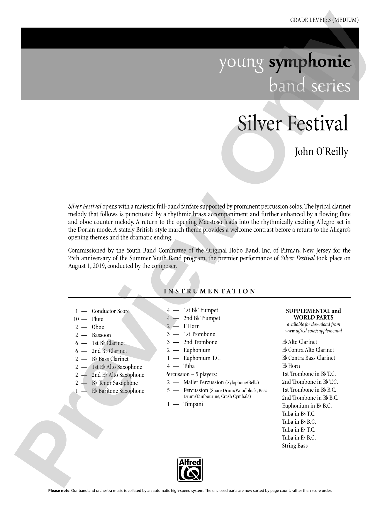 Silver Festival: Concert Band Conductor Score & Parts