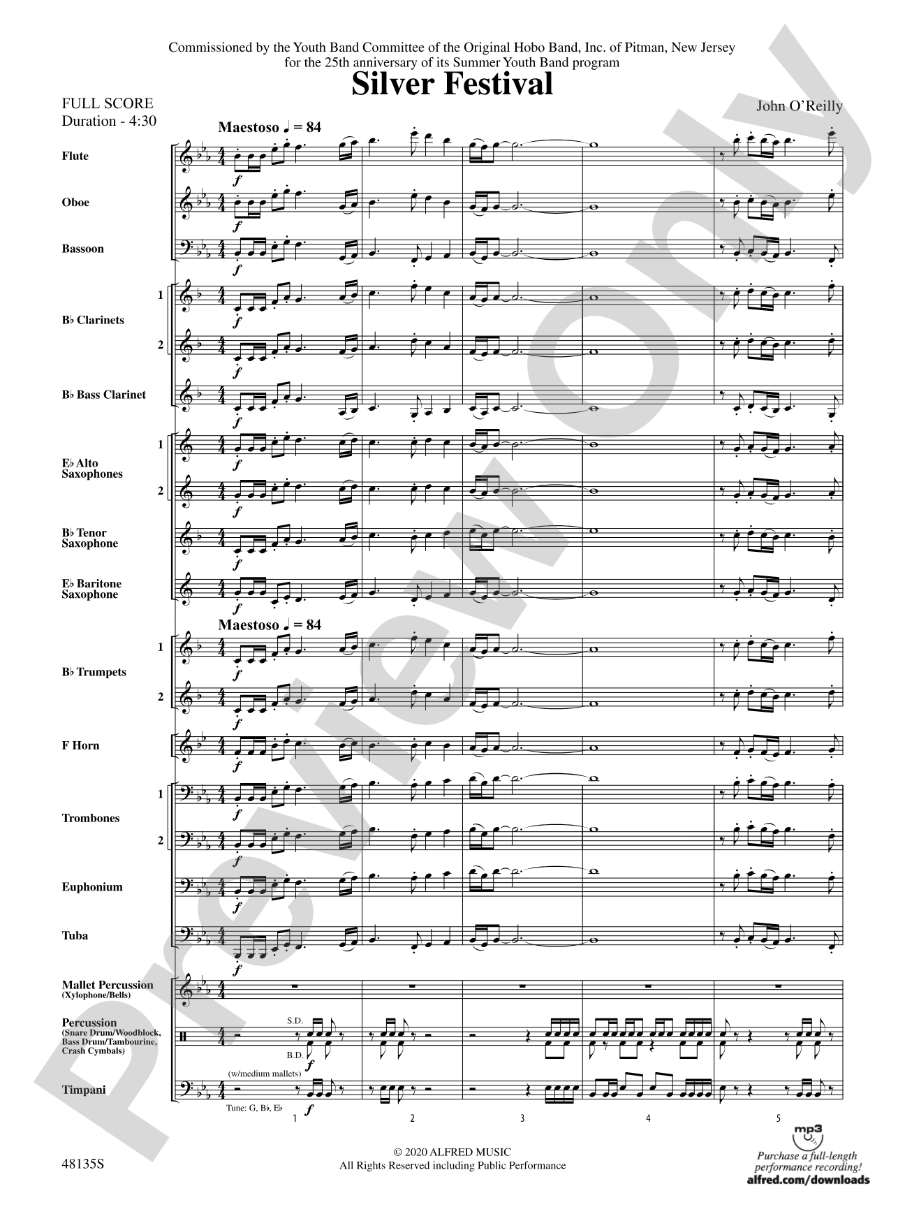Silver Festival: Concert Band Conductor Score & Parts