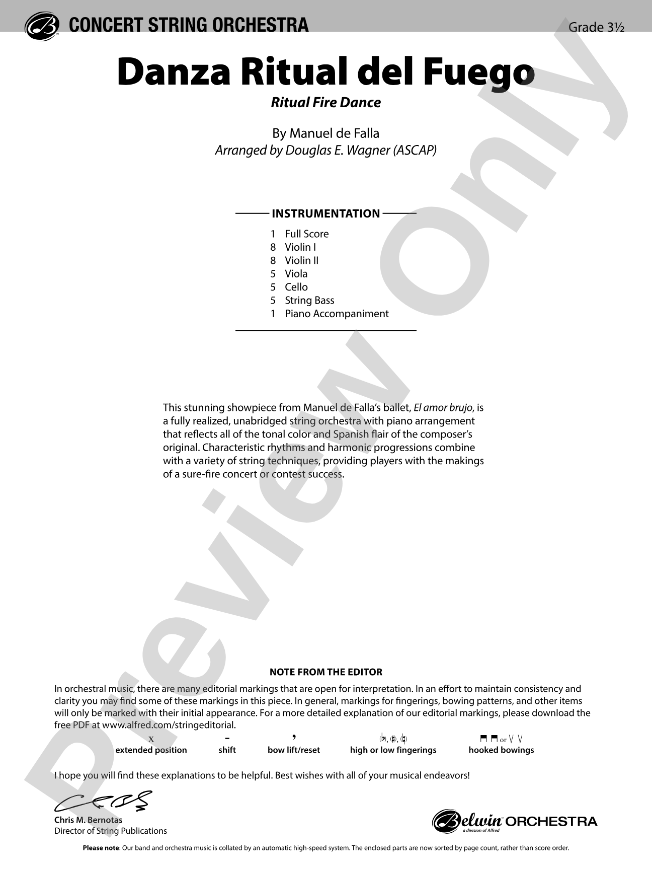 Danza Ritual del Fuego: String Orchestra Conductor Score & Parts