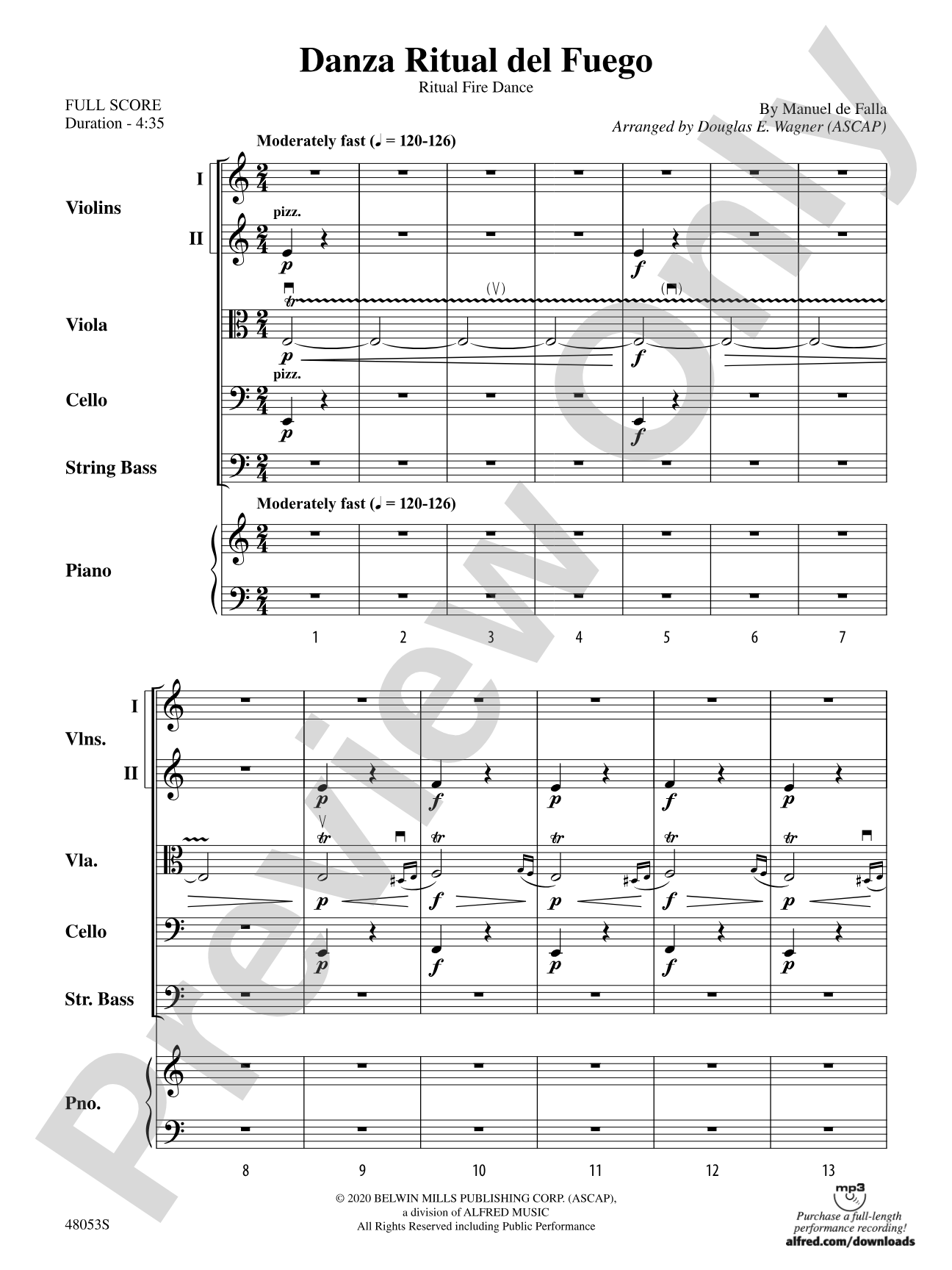Danza Ritual del Fuego: String Orchestra Conductor Score & Parts