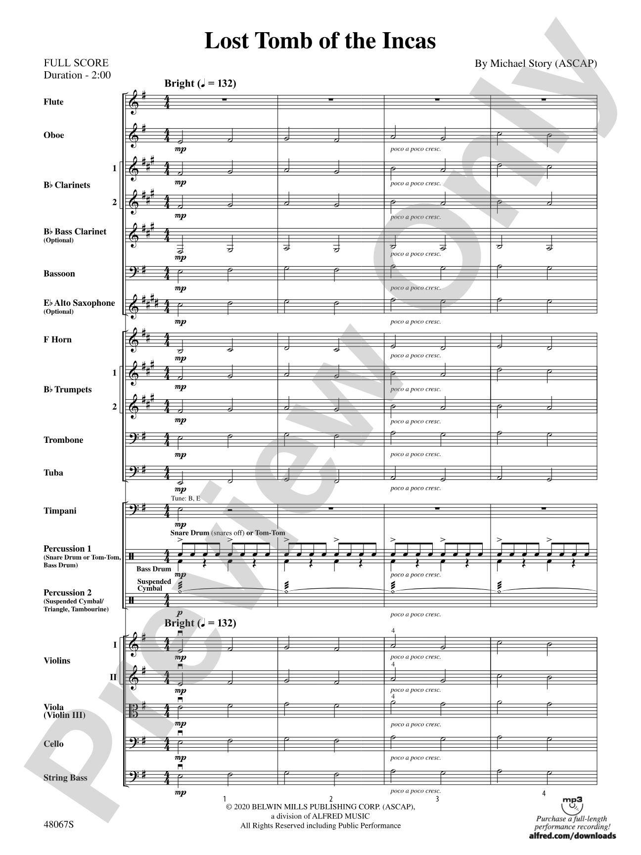 Lost Tomb of the Incas: Full Orchestra Conductor Score & Parts