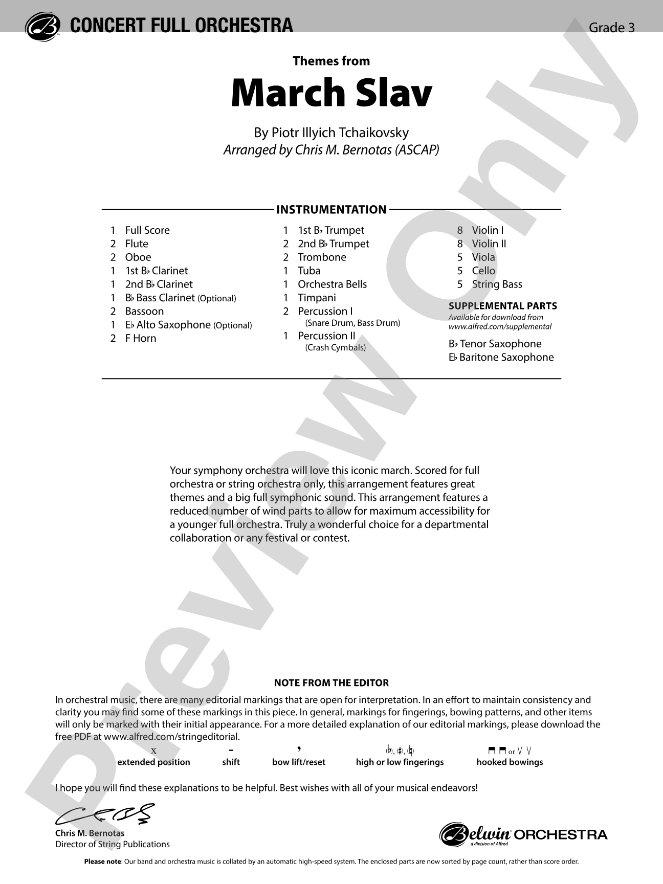 March Slav: Full Orchestra Conductor Score & Parts