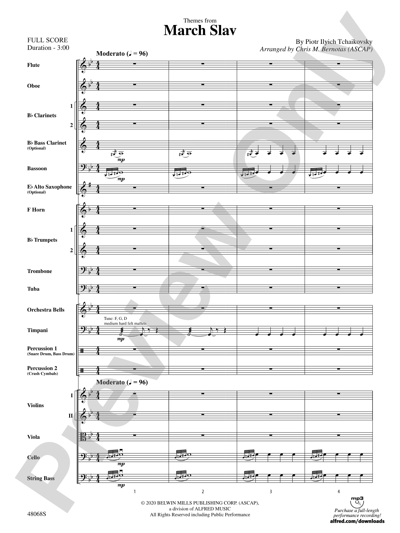 March Slav: Full Orchestra Conductor Score & Parts