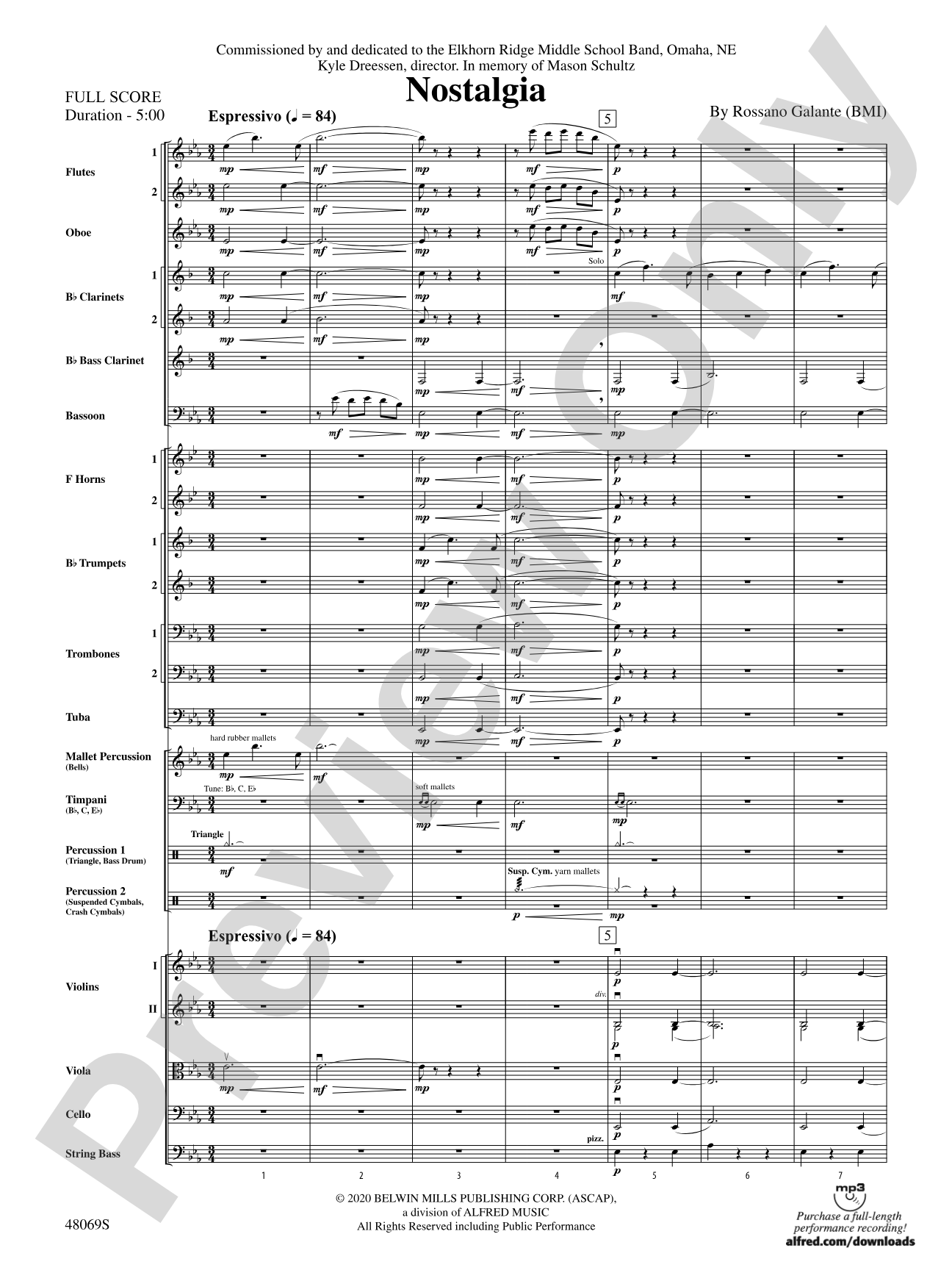 Nostalgia: Full Orchestra Conductor Score & Parts