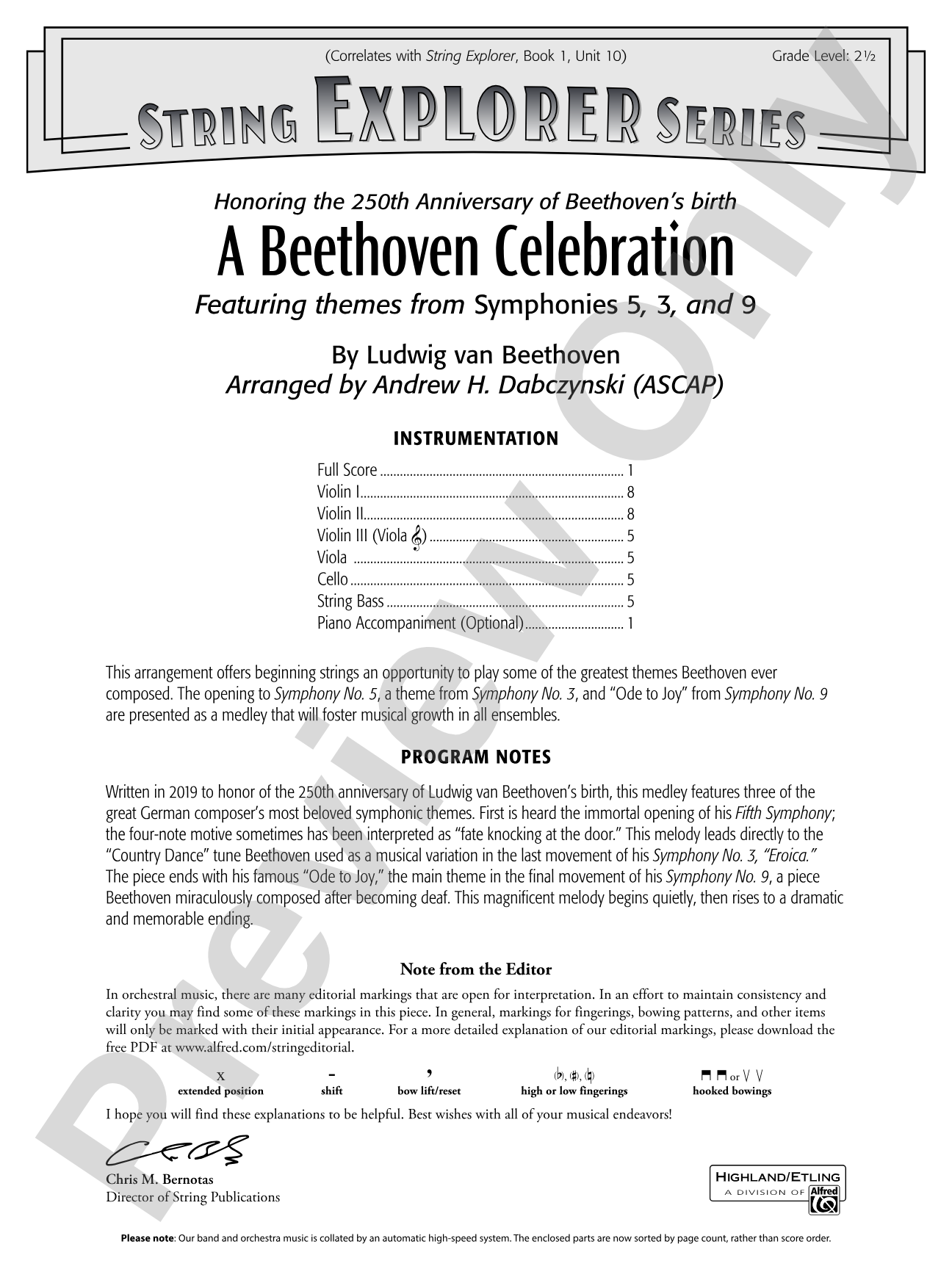 A Beethoven Celebration: String Orchestra Conductor Score & Parts