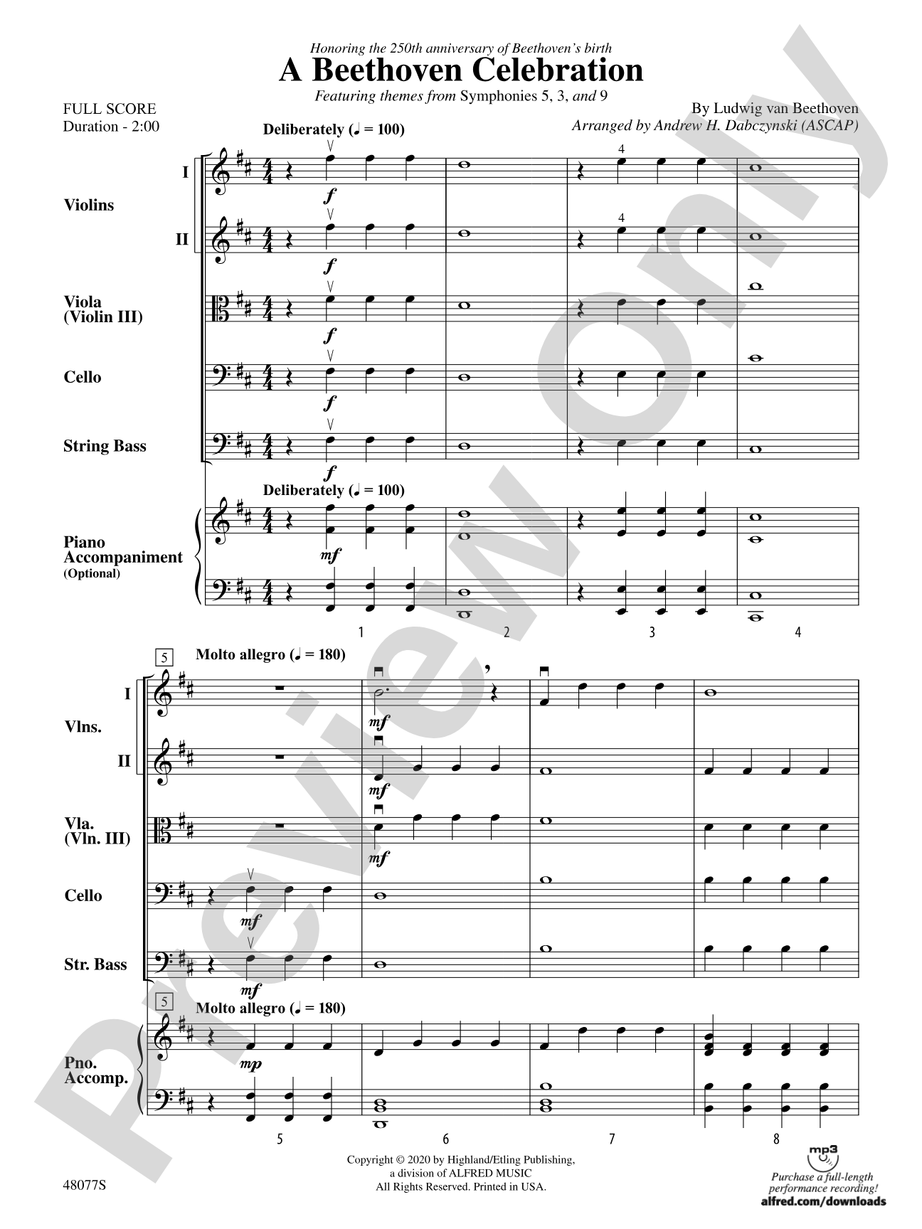 A Beethoven Celebration: String Orchestra Conductor Score & Parts