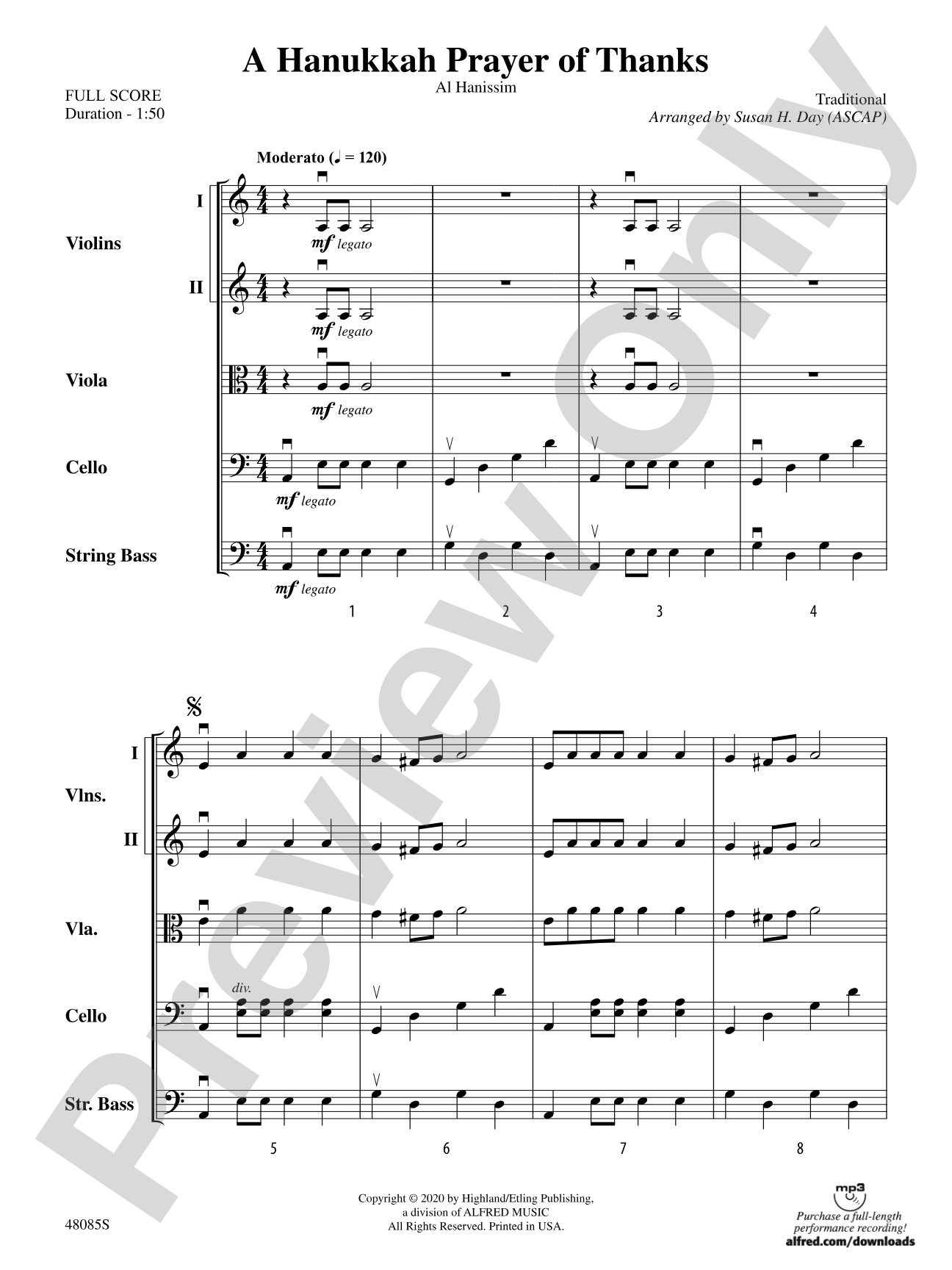 A Hanukkah Prayer of Thanks: Flexible String Ensemble Score & Parts