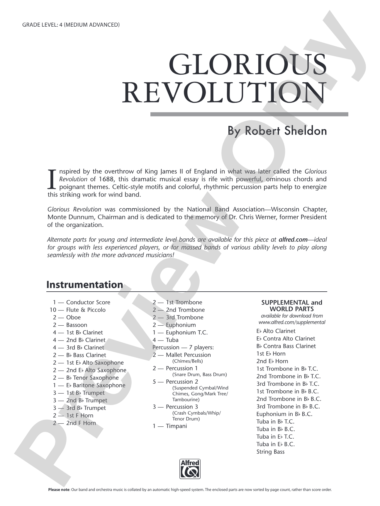 Glorious Revolution: Concert Band Conductor Score & Parts